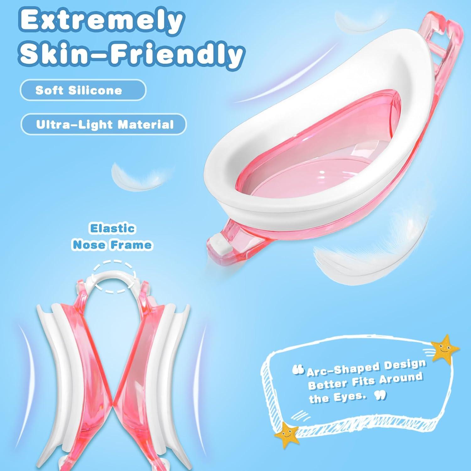 Gafas de Natación Freela Kids Rojo y Negro, Anti UV y Antiempañante