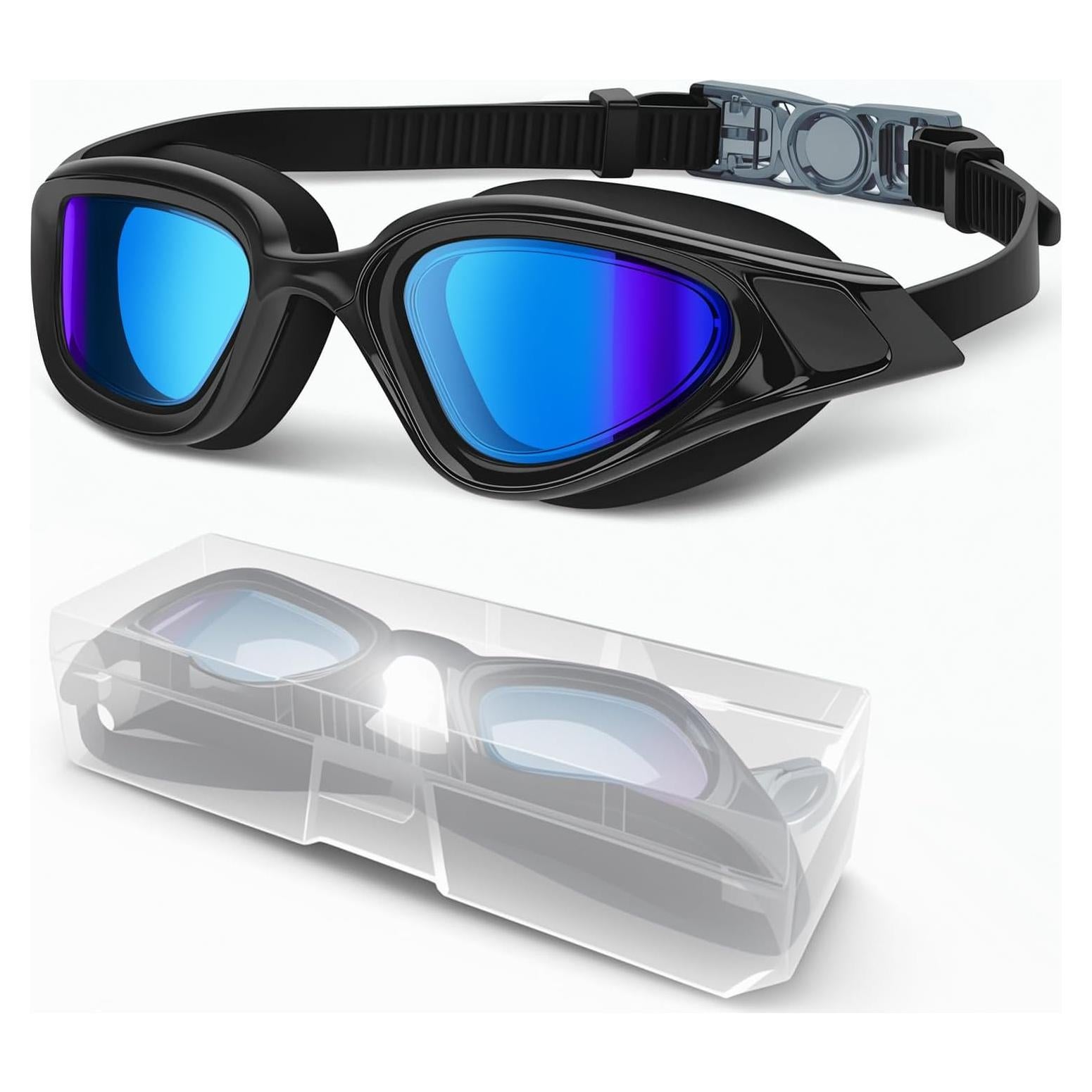 Gafas de Natación Antiempañantes UV400 para Adultos - Negro y Azul