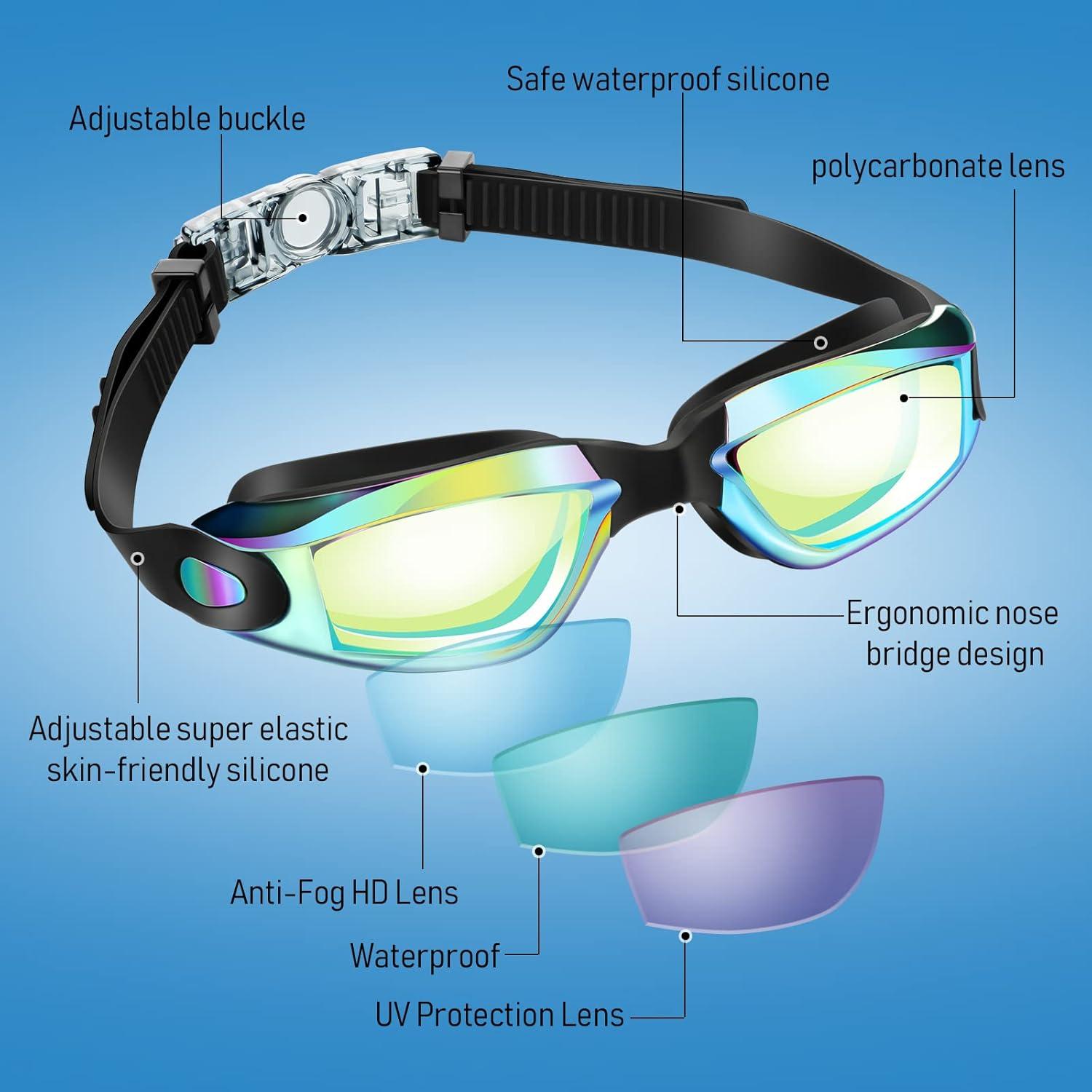 Konohan 8 Gafas de Natación Silicona Antivaho para Adultos y Niños