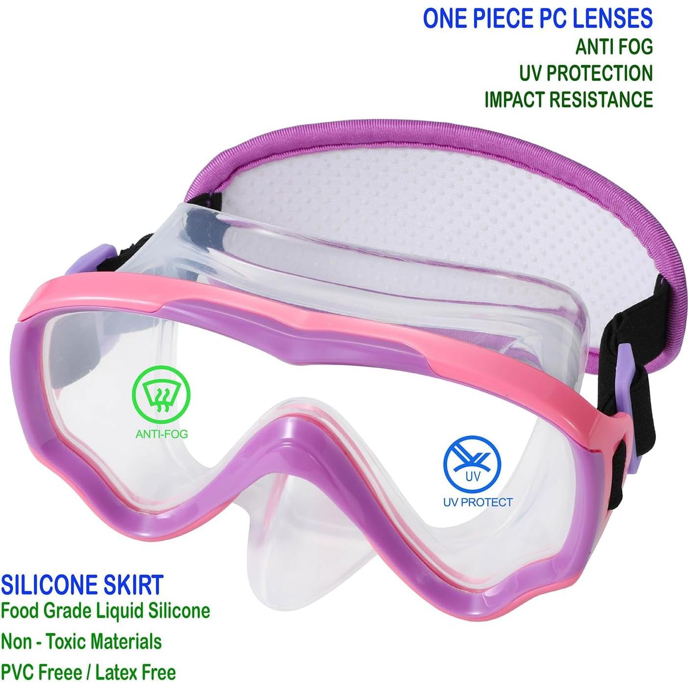 Gafas de natación RUIGAO para niños 6-14 años - Rosa y Púrpura
