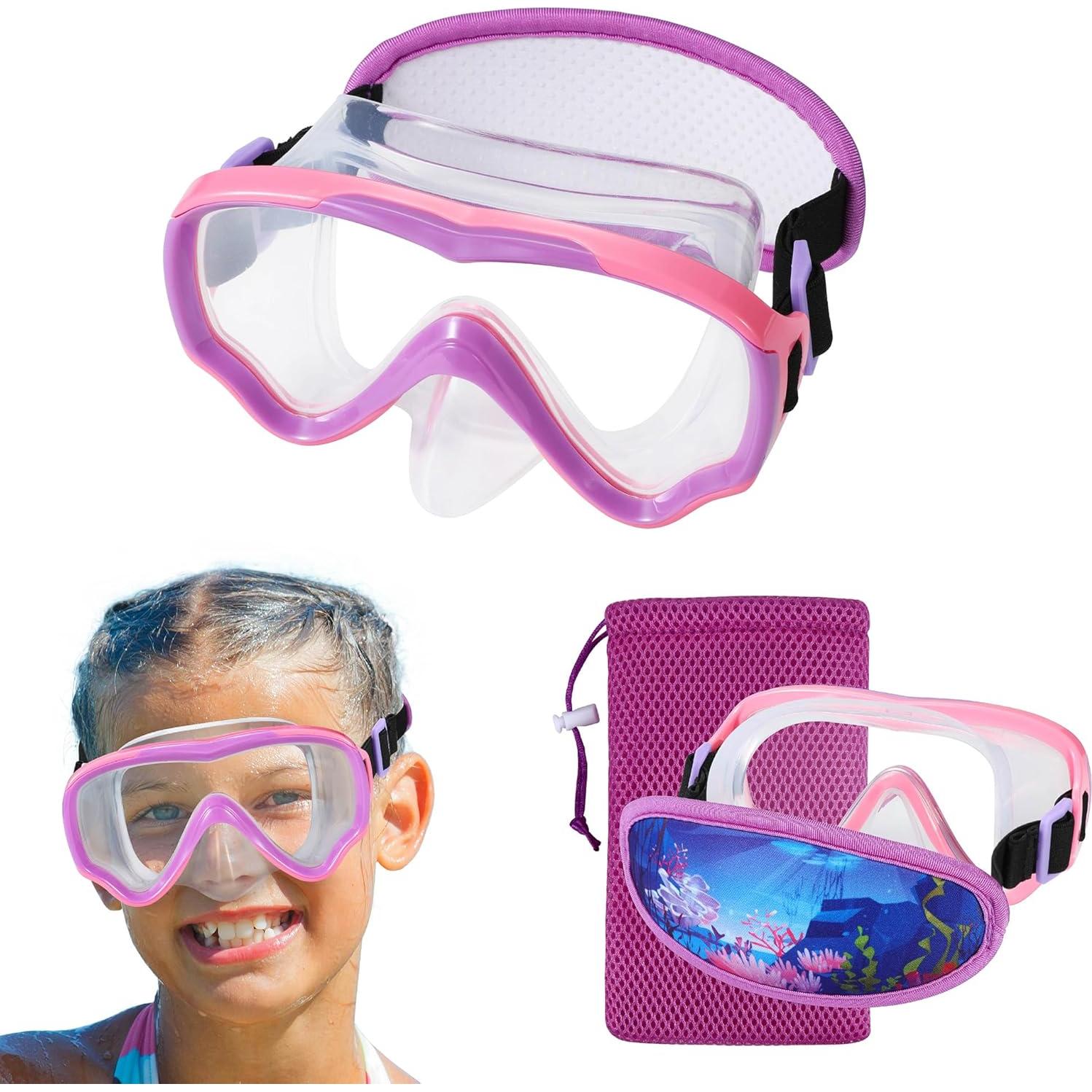 Gafas de natación RUIGAO para niños 6-14 años - Rosa y Púrpura