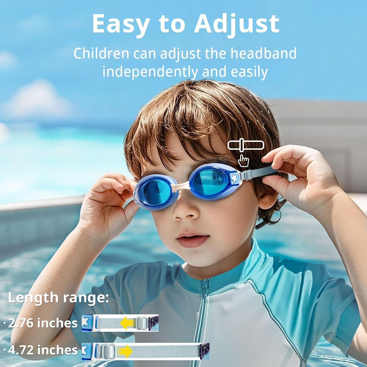 Gafas de natación Pixel Panda para niños 3-14 años, 2 Pack