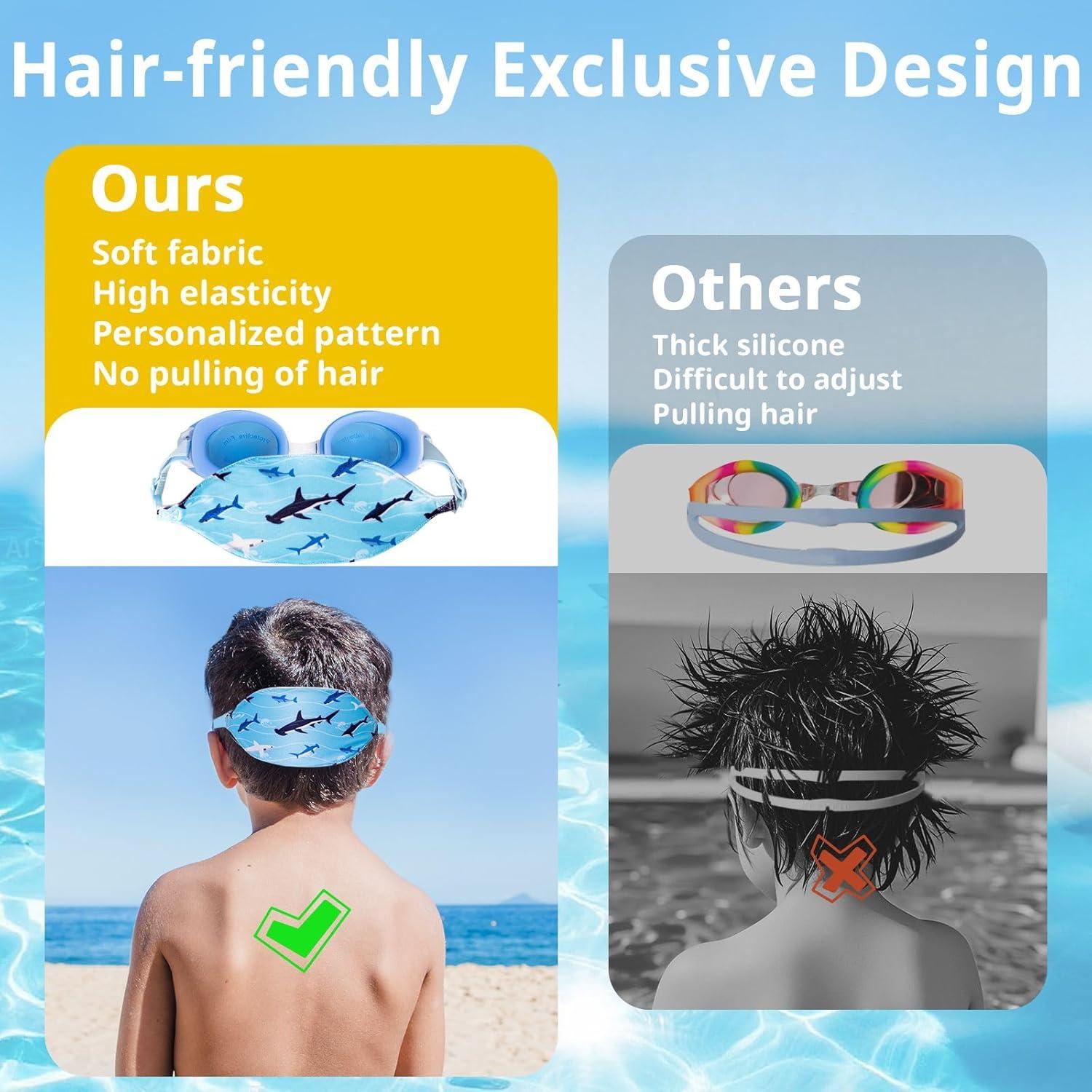 Gafas de natación Pixel Panda para niños 3-14 años, 2 Pack