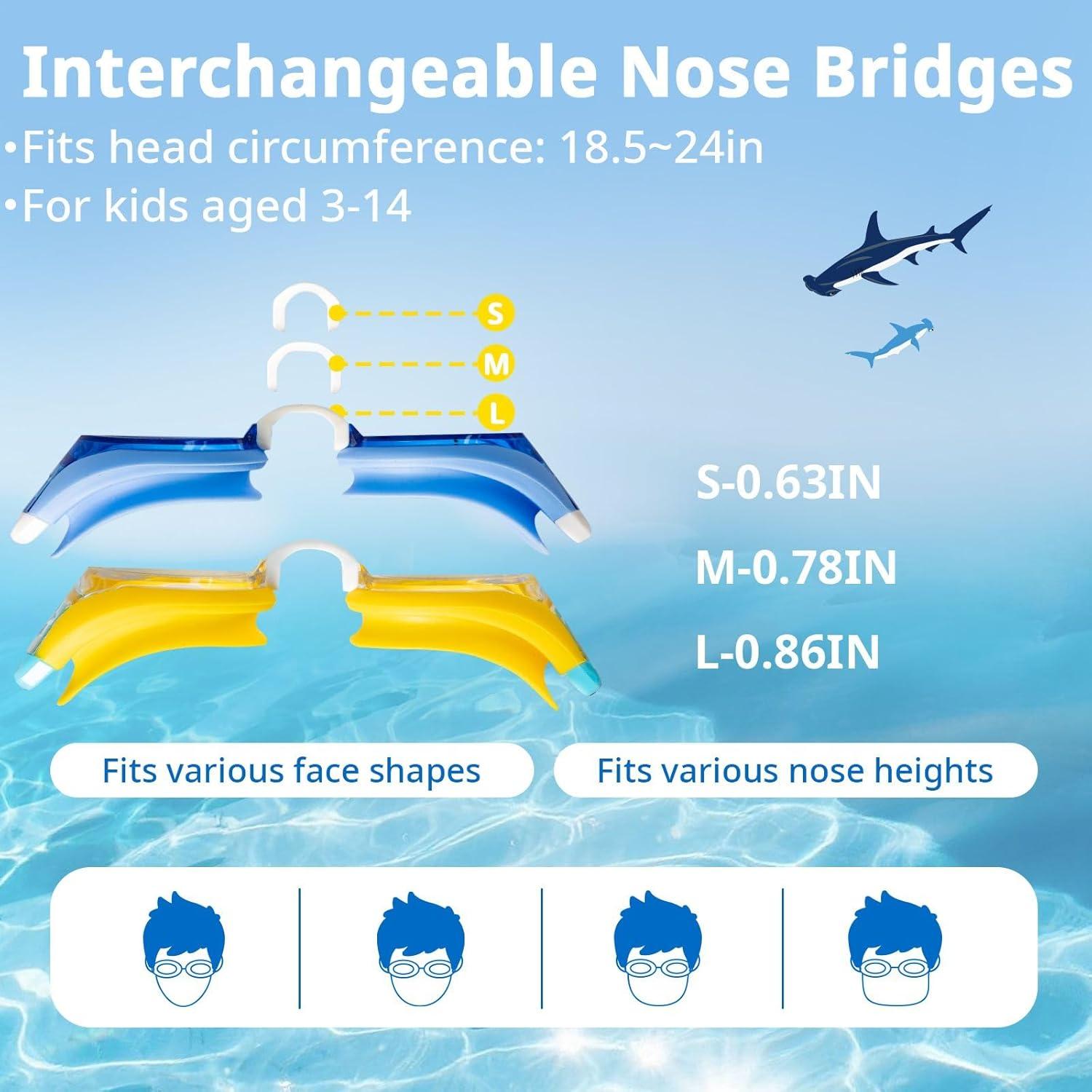 Gafas de natación Pixel Panda para niños 3-14 años, 2 Pack