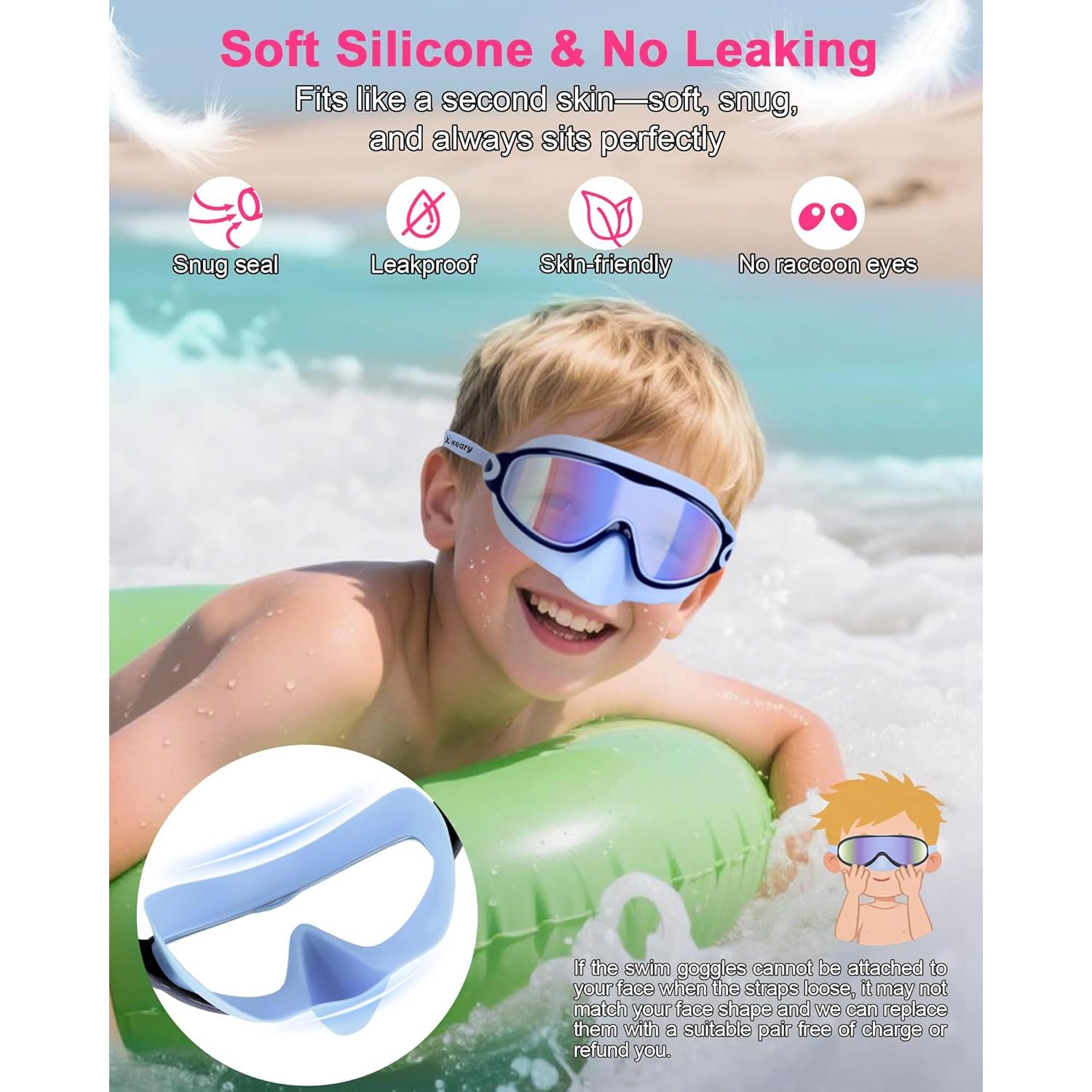 Gafas de natación para niños Keary 2 Pack Anti-UV y Anti-Niebla