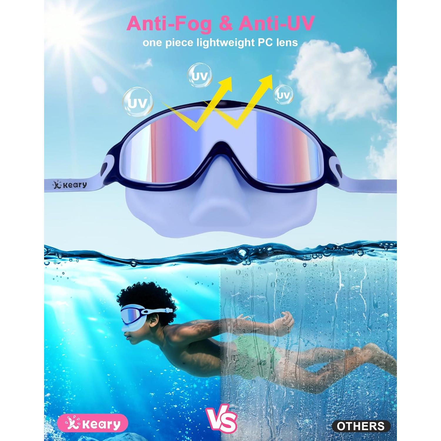 Gafas de natación para niños Keary 2 Pack Anti-UV y Anti-Niebla
