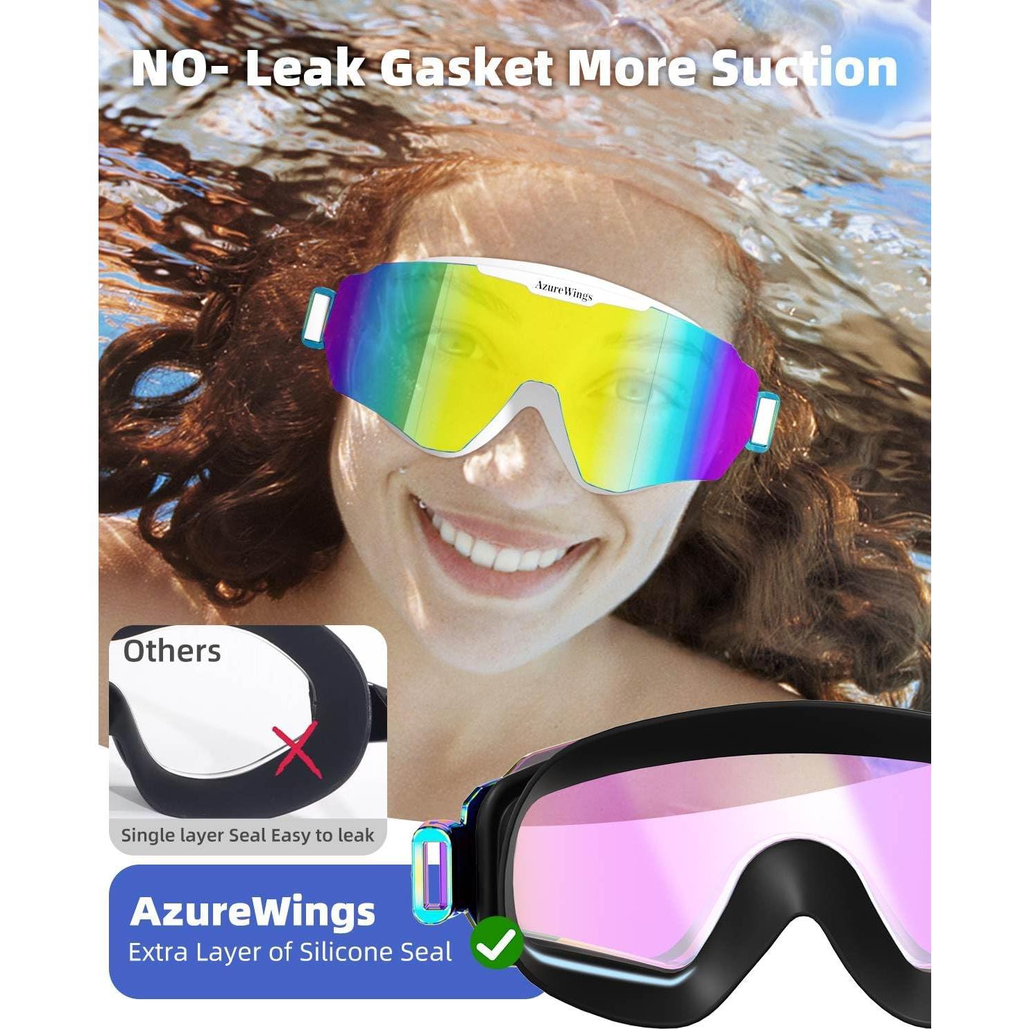 Paquete de 2 Gafas de Natación AzureWings HD Anti-Niebla