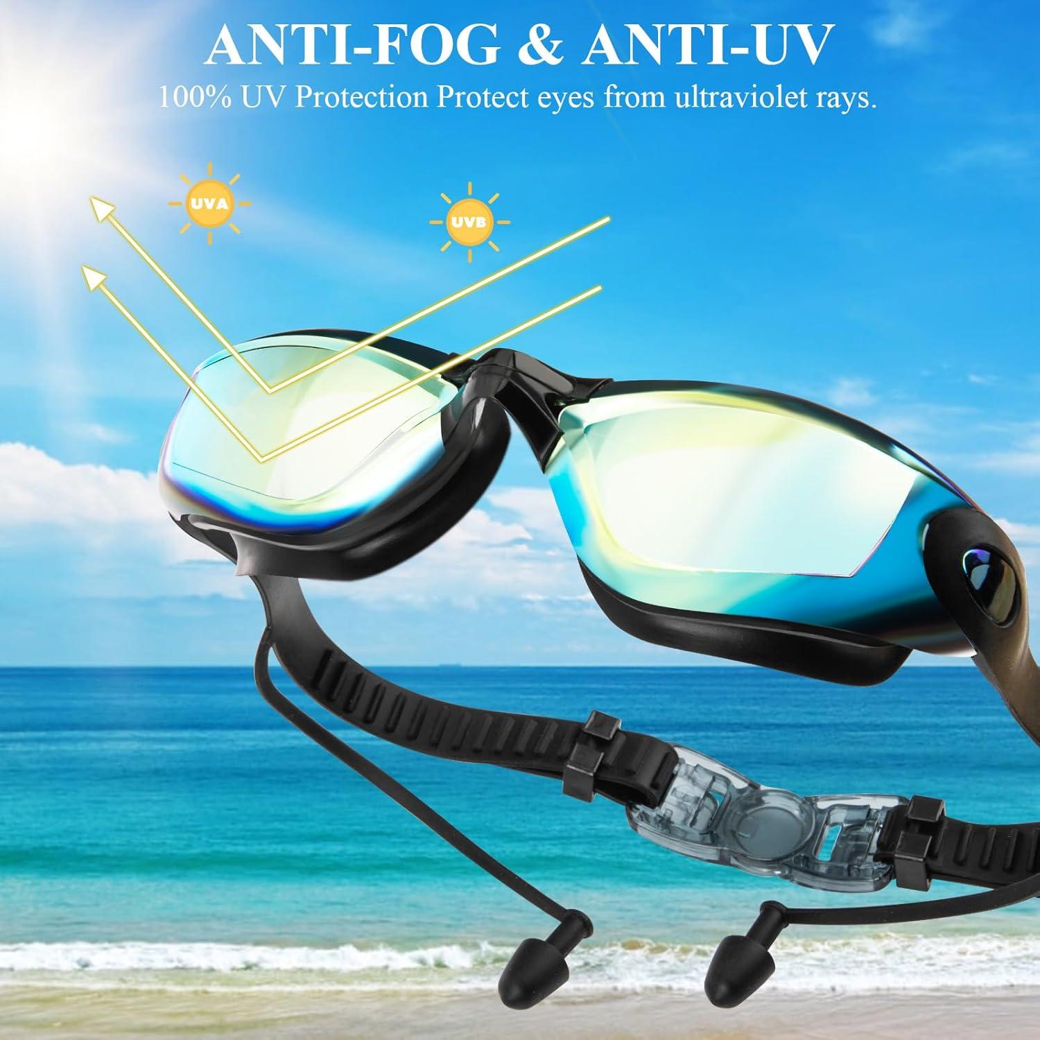 Gafas de natación BGYTWEYTD Antivaho UV Ajustables Unisex