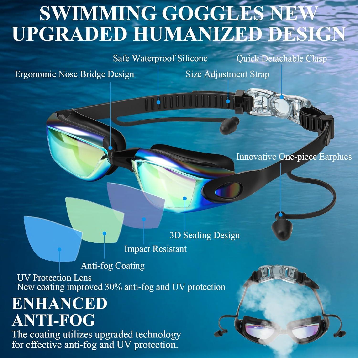 Gafas de natación BGYTWEYTD Antivaho UV Ajustables Unisex