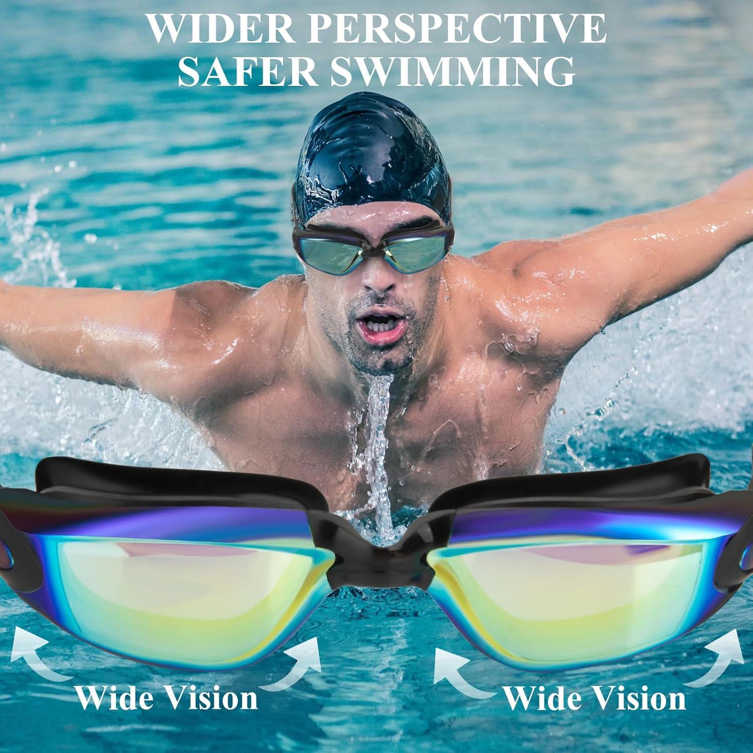 Gafas de natación BGYTWEYTD Antivaho UV Ajustables Unisex