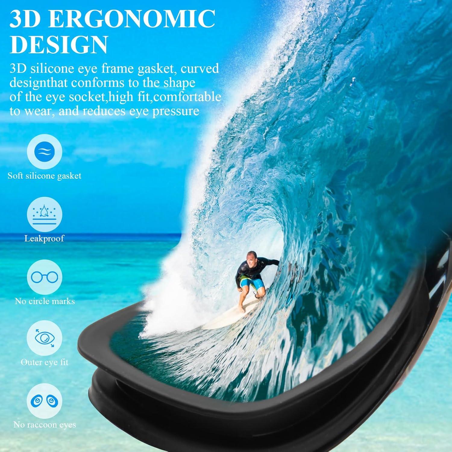 Gafas de natación BGYTWEYTD Antivaho UV Ajustables Unisex