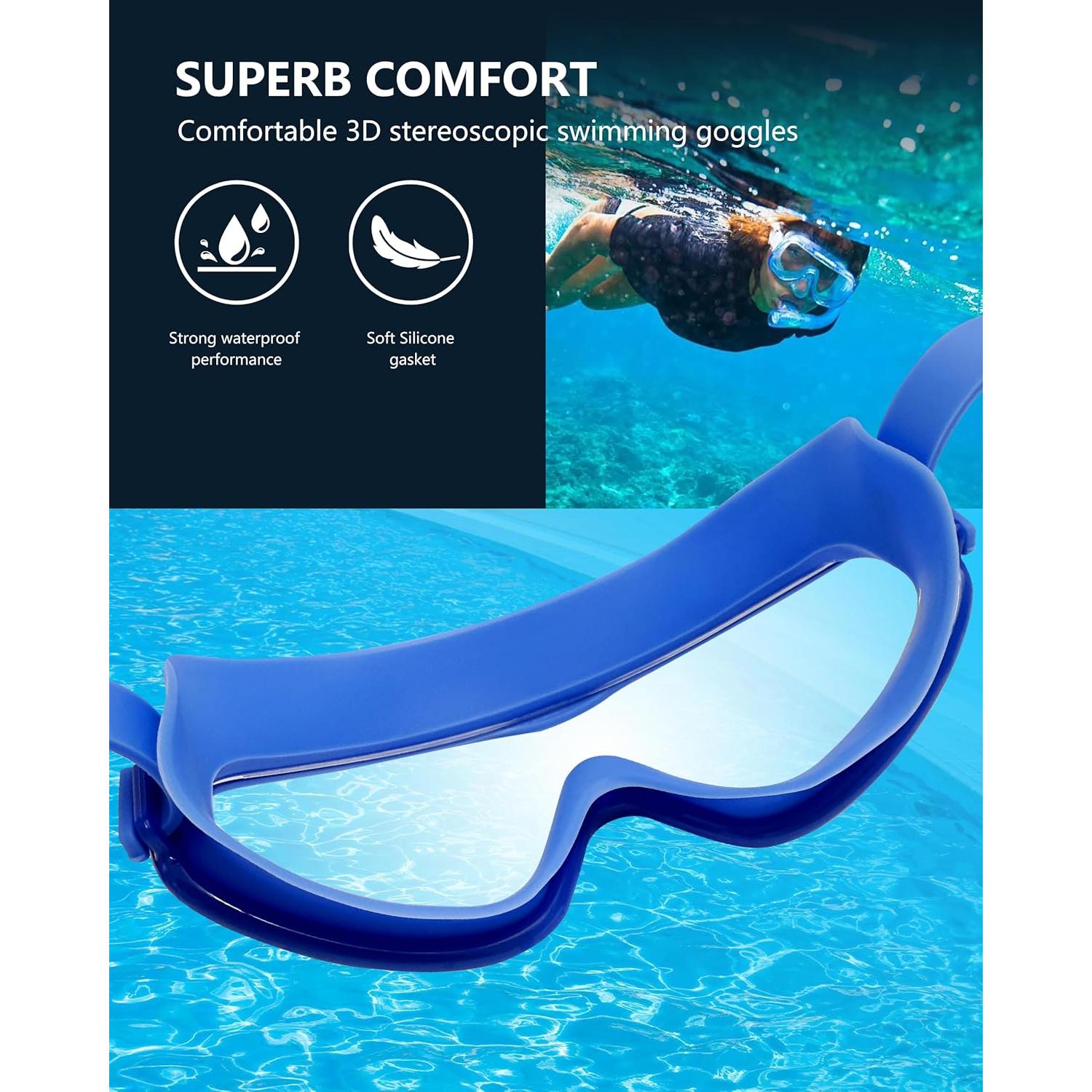 Gafas de Natación Adulto 2 Paquetes Anti-Vaho UV Silicona