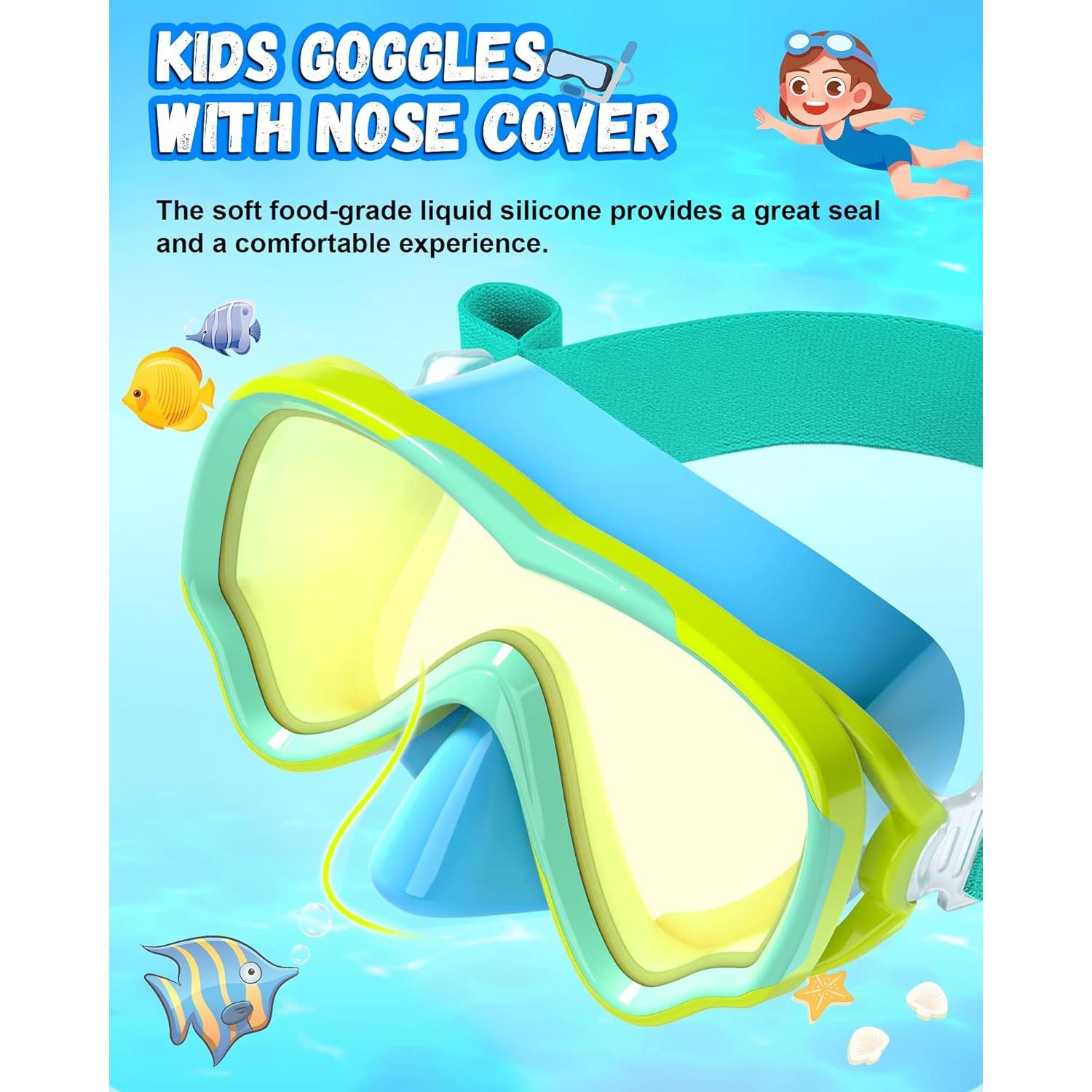 Gafas de natación ITOWE para niños 3-15 años con correa tela