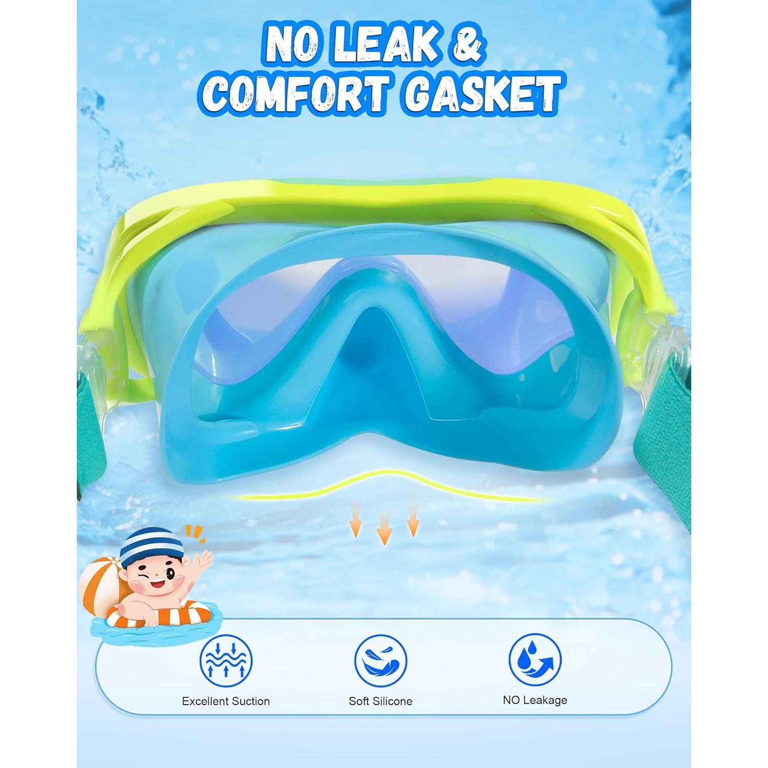 Gafas de natación ITOWE para niños 3-15 años con correa tela