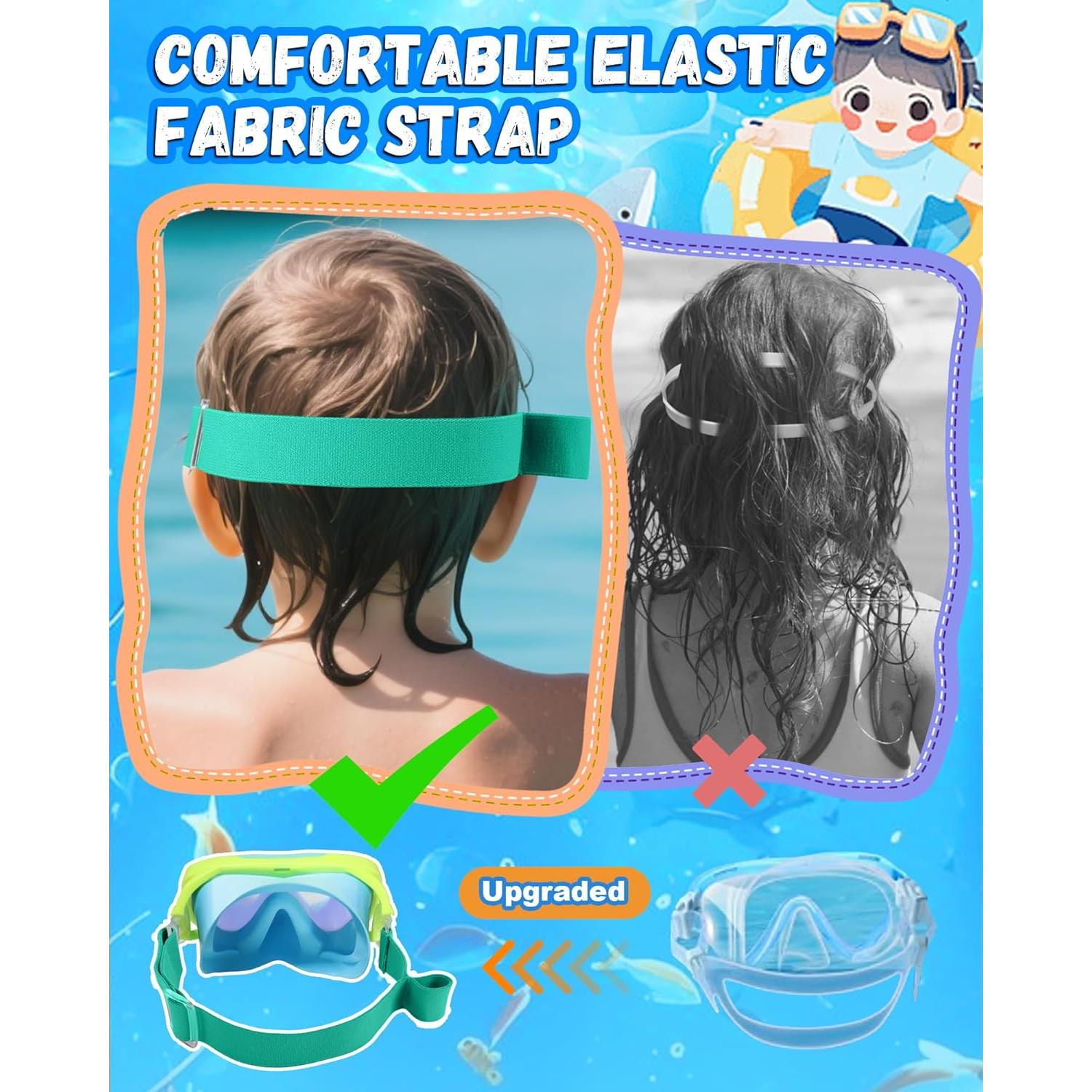 Gafas de natación ITOWE para niños 3-15 años con correa tela