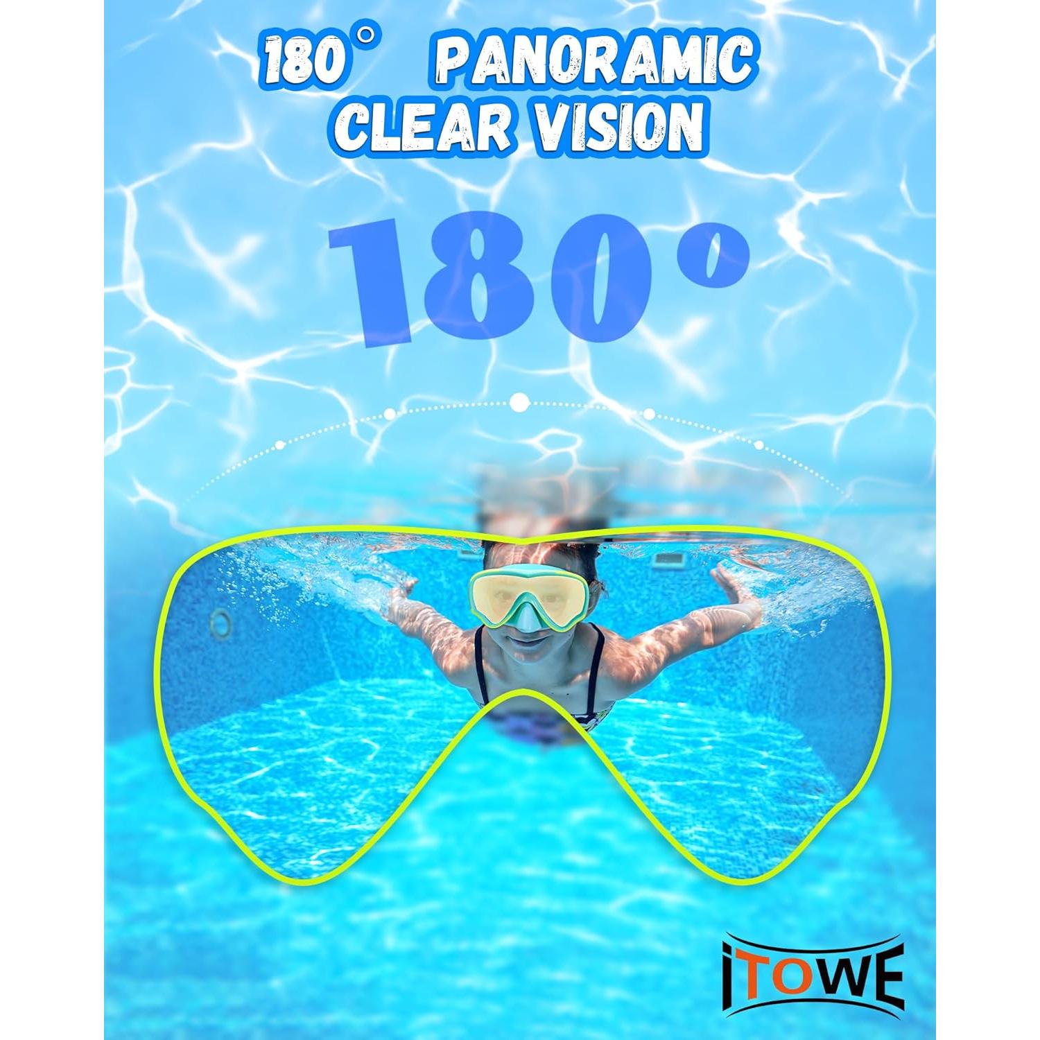 Gafas de natación ITOWE para niños 3-15 años con correa tela