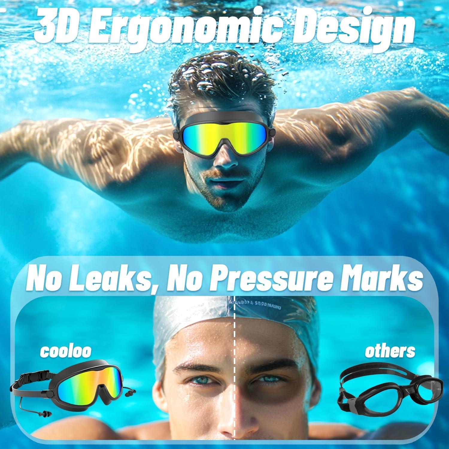 Gafas de natación COOLOO 2 Pack, anti-vaho y UV, unisex