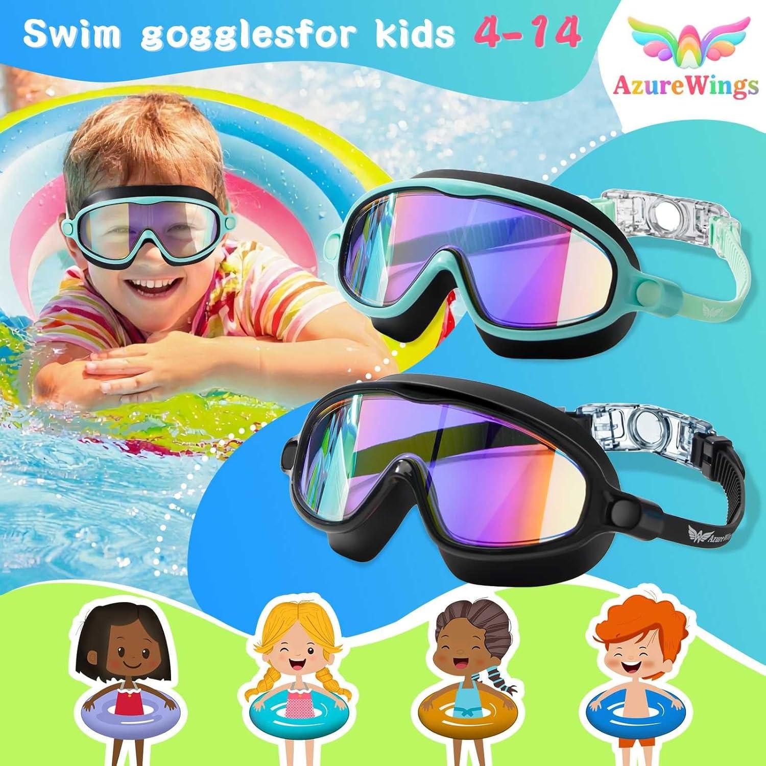 Gafas de Natación AzureWings para Niños Antivaho UV 4-14 Años