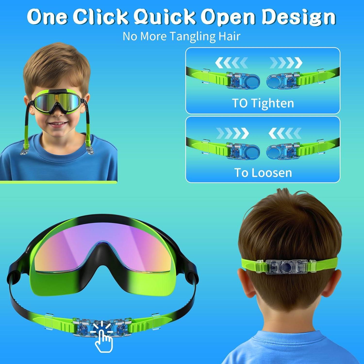 Gafas de Natación AzureWings para Niños Antivaho UV 4-14 Años
