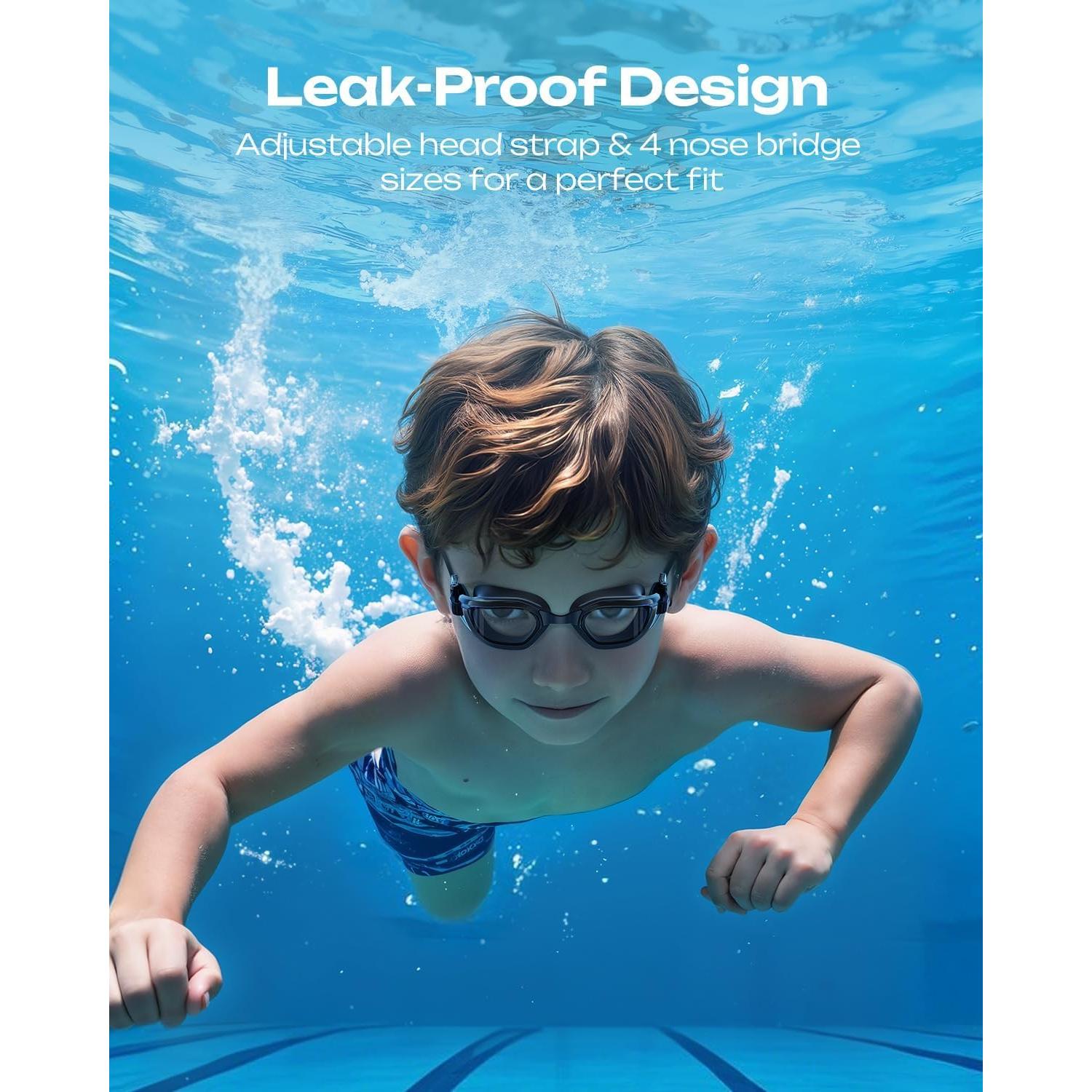 Gafas de natación OLANRUN para niños 6-14 años UV400 anti-vaho