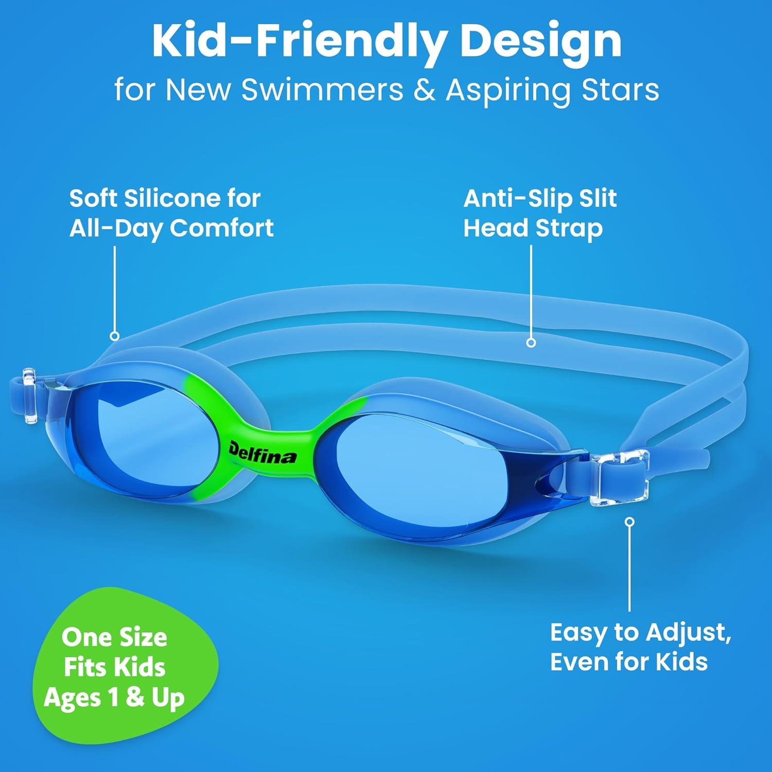 Gafas de natación Delfina para niños 2 a 7 años - Azul