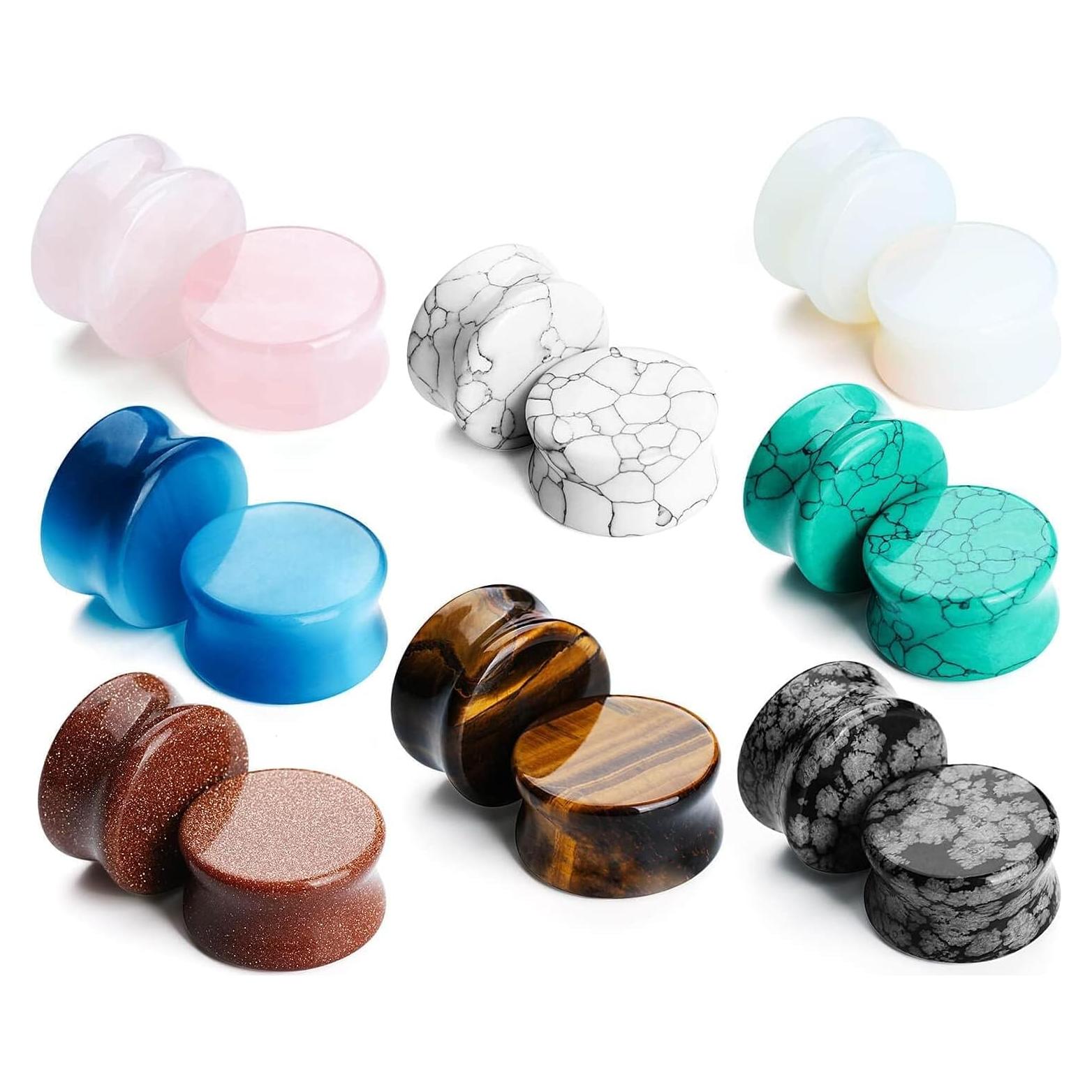 Kit de Tapones de Oído de Piedra Natural CABBE KALLO 16 Piezas 6MM-20MM