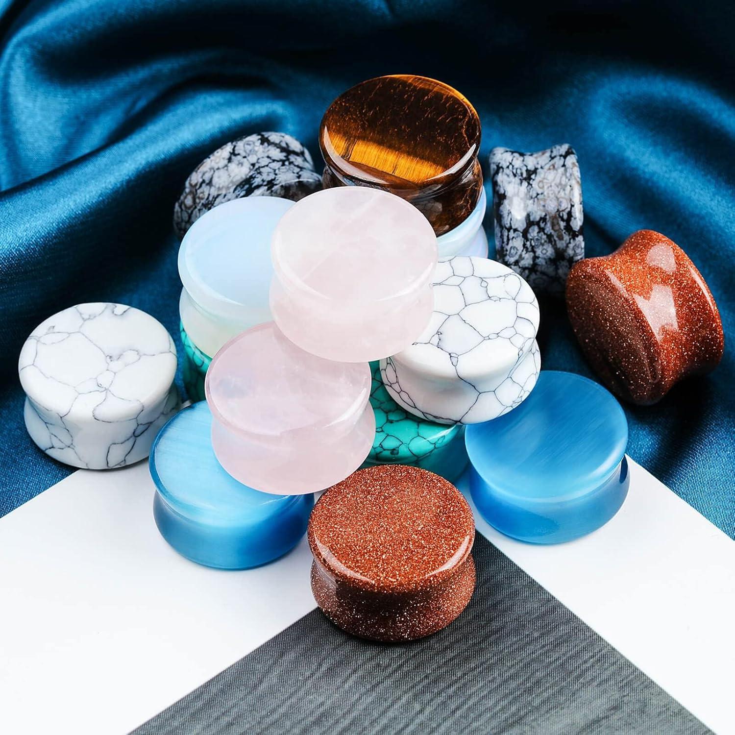 Kit de Tapones de Oído de Piedra Natural CABBE KALLO 16 Piezas 6MM-20MM