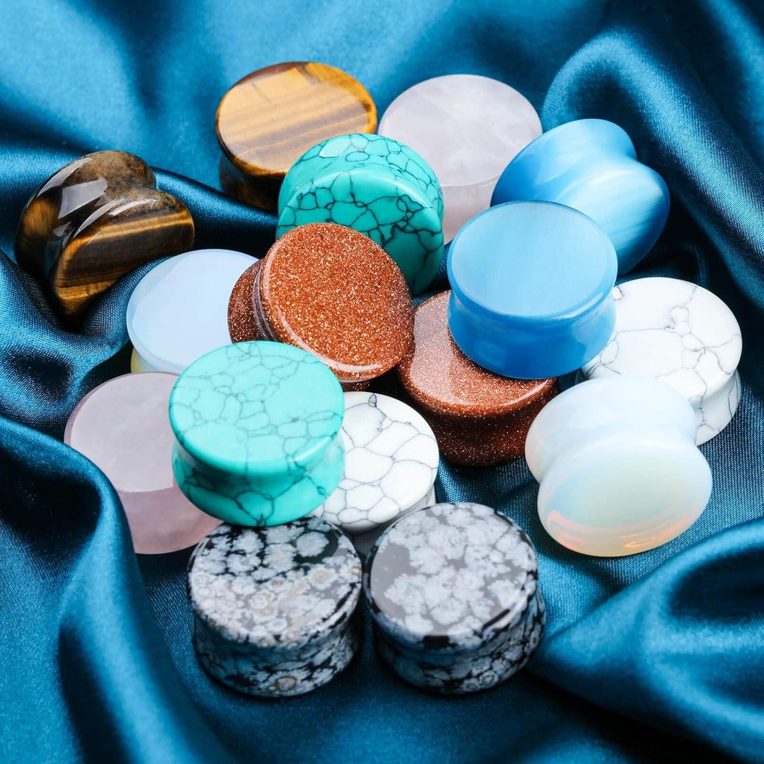 Kit de Tapones de Oído de Piedra Natural CABBE KALLO 16 Piezas 6MM-20MM