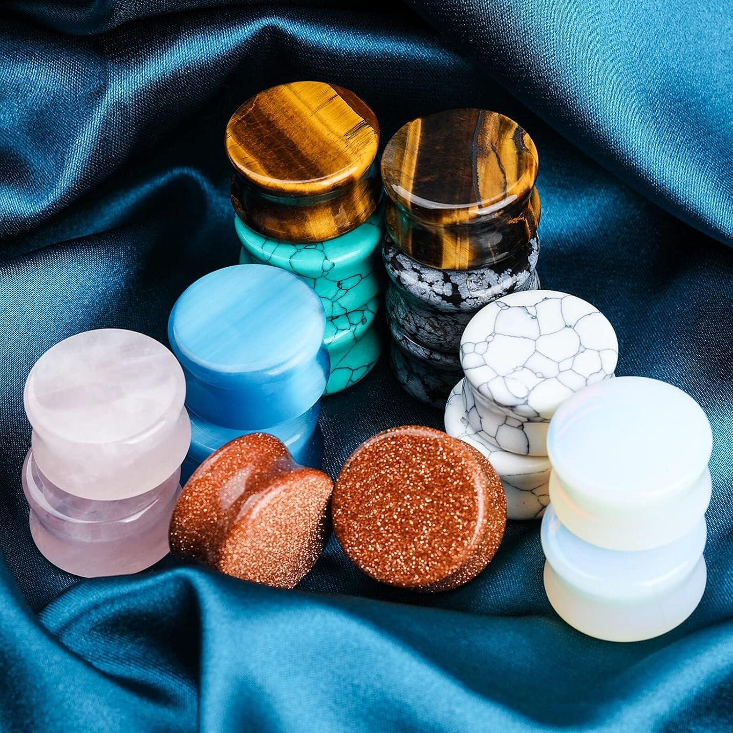 Kit de Tapones de Oído de Piedra Natural CABBE KALLO 16 Piezas 6MM-20MM