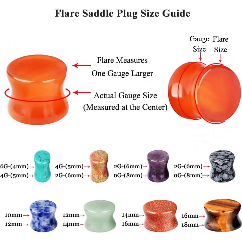 Set de 30 Tapones de Oído de Piedra Doblada Longbeauty 3mm-20mm