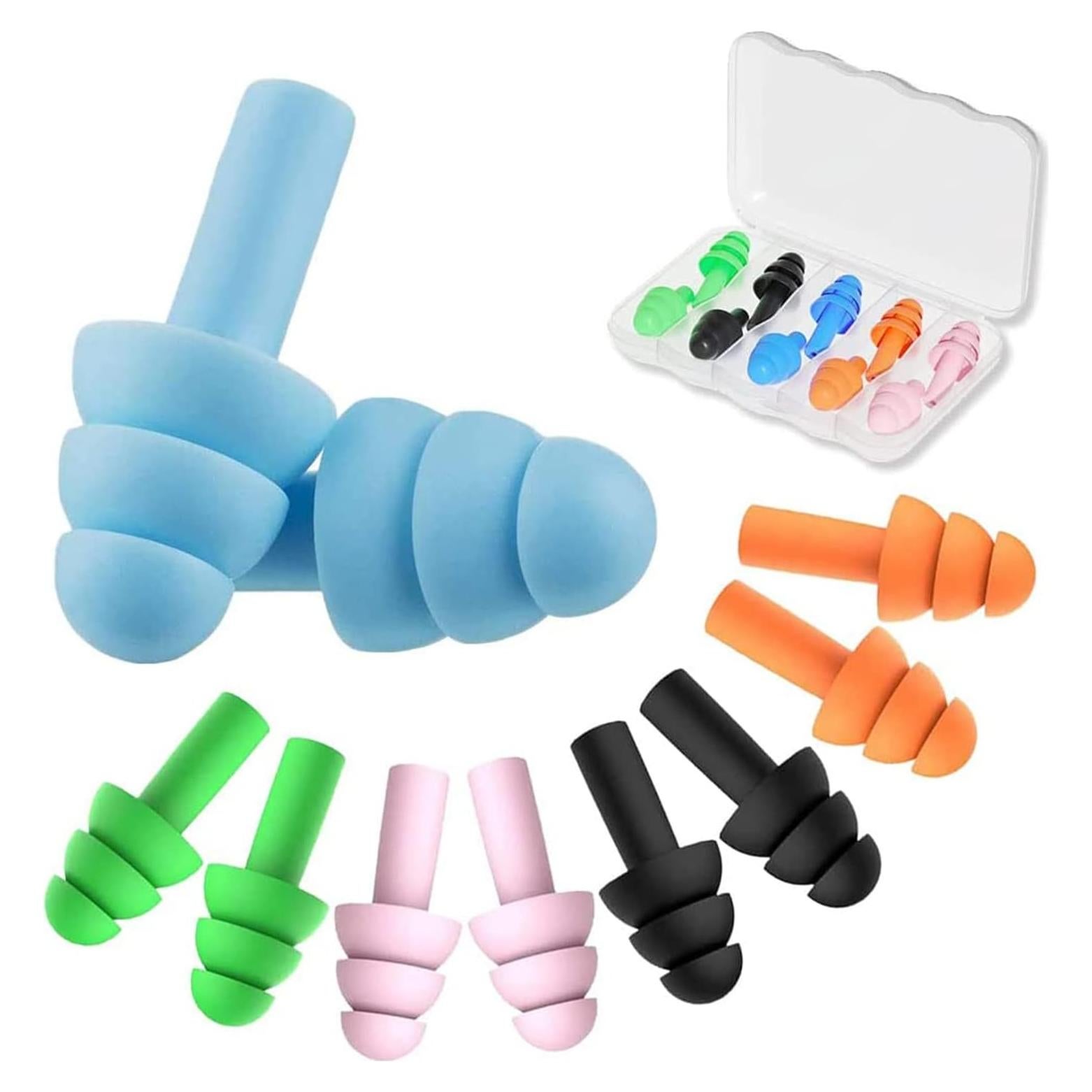 5 Pares de Tapones para Dormir Waxxy - Silicona Suave y Reutilizables