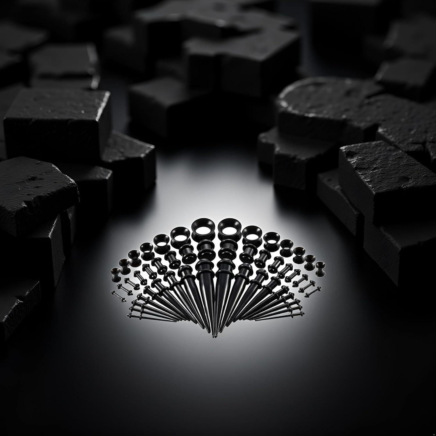 Kit de Estiramiento de Orejas 50 Piezas Czhotg Negro