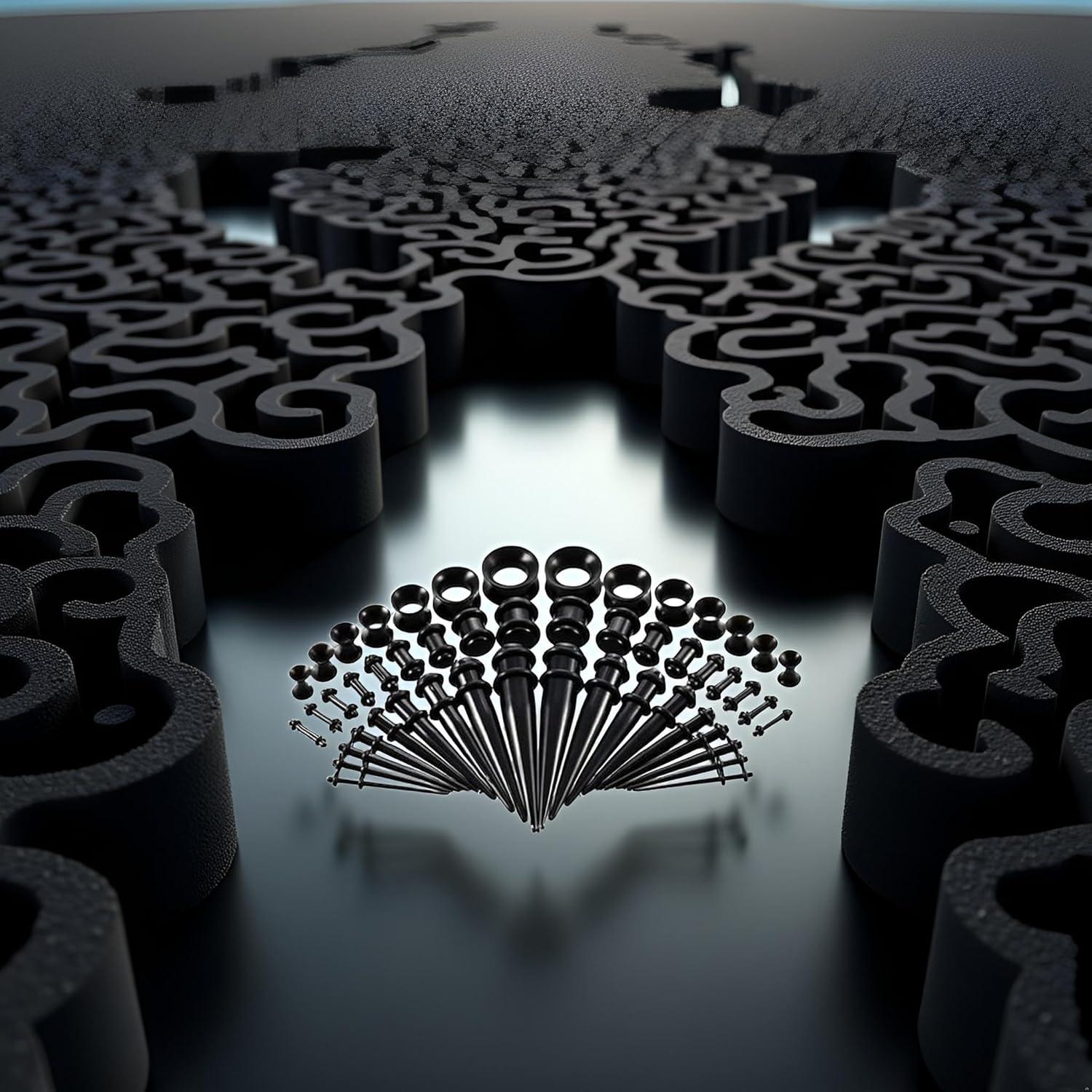 Kit de Estiramiento de Orejas 50 Piezas Czhotg Negro