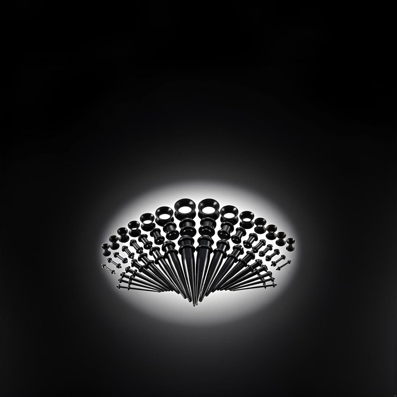 Kit de Estiramiento de Orejas 50 Piezas Czhotg Negro