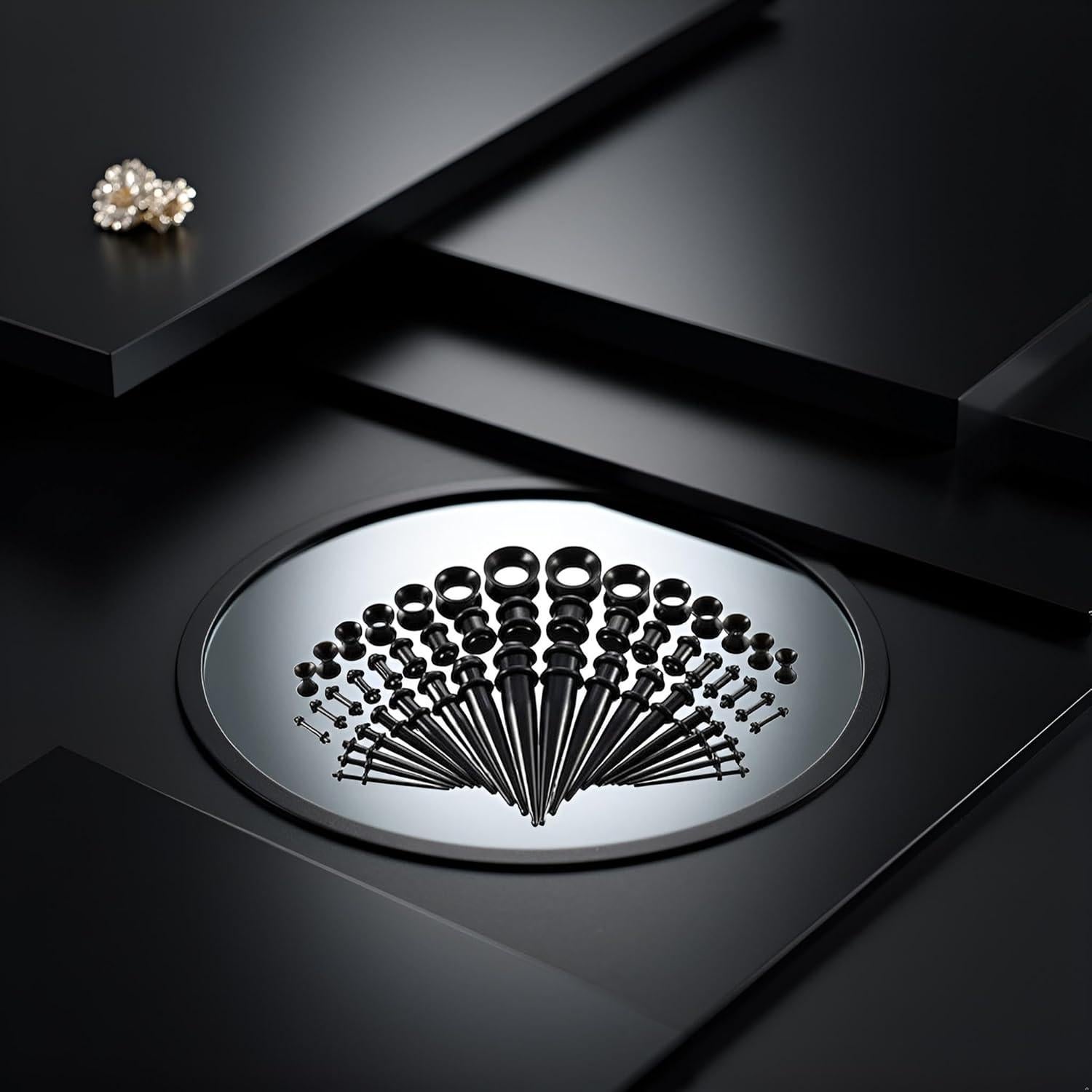 Kit de Estiramiento de Orejas 50 Piezas Czhotg Negro