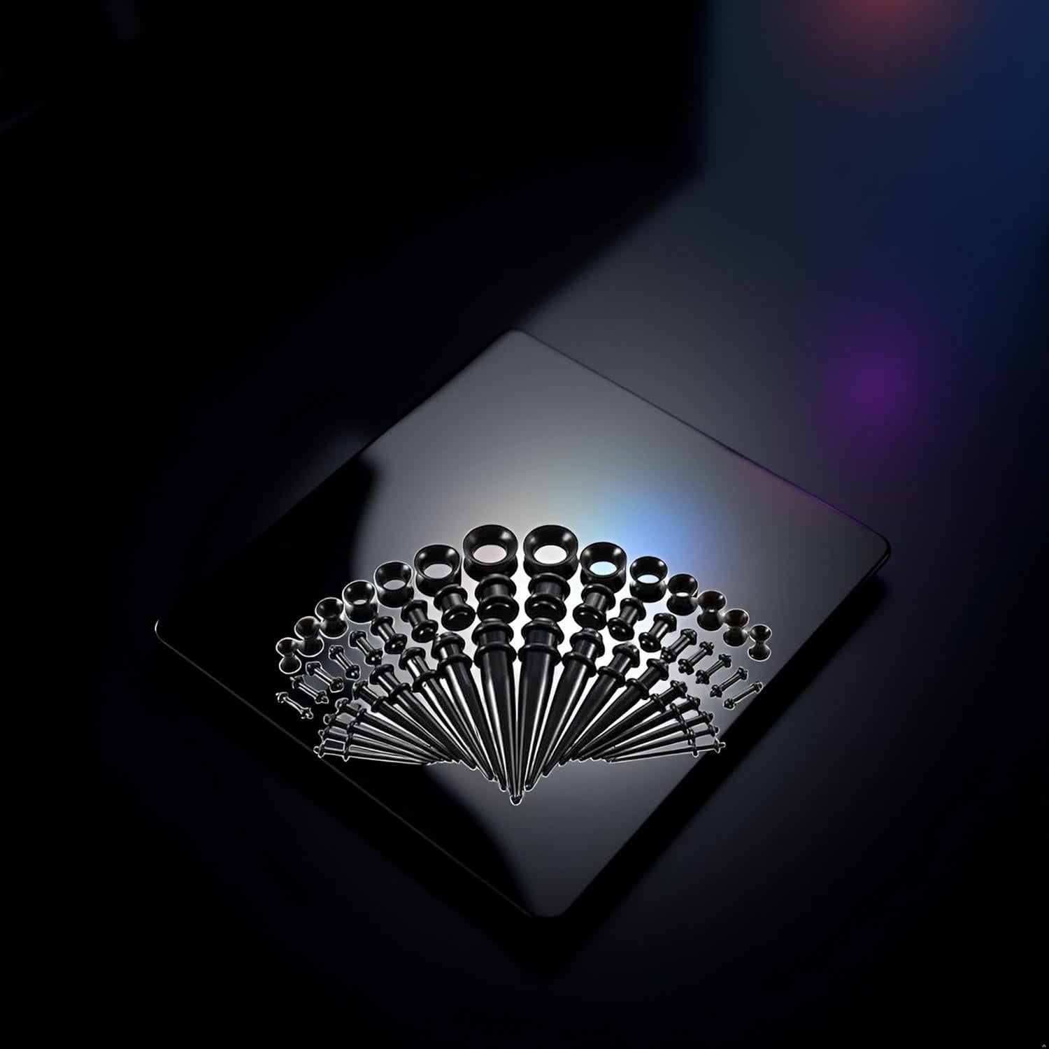 Kit de Estiramiento de Orejas 50 Piezas Czhotg Negro