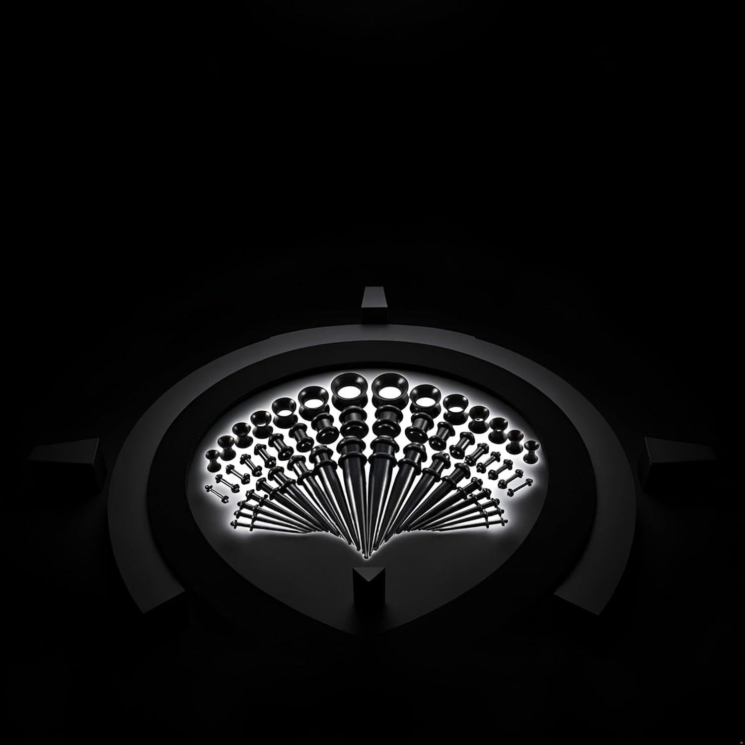 Kit de Estiramiento de Orejas 50 Piezas Czhotg Negro