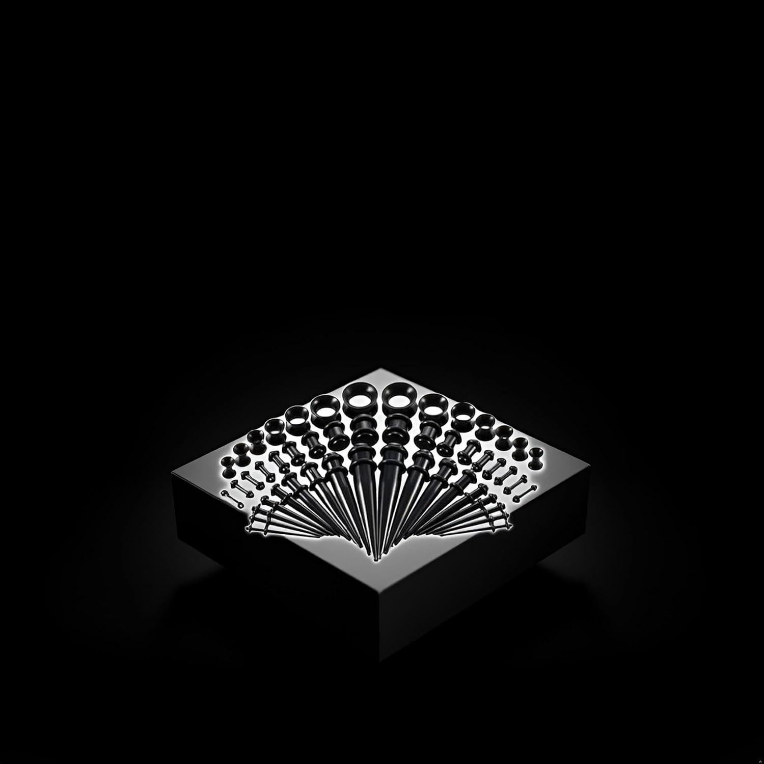 Kit de Estiramiento de Orejas 50 Piezas Czhotg Negro