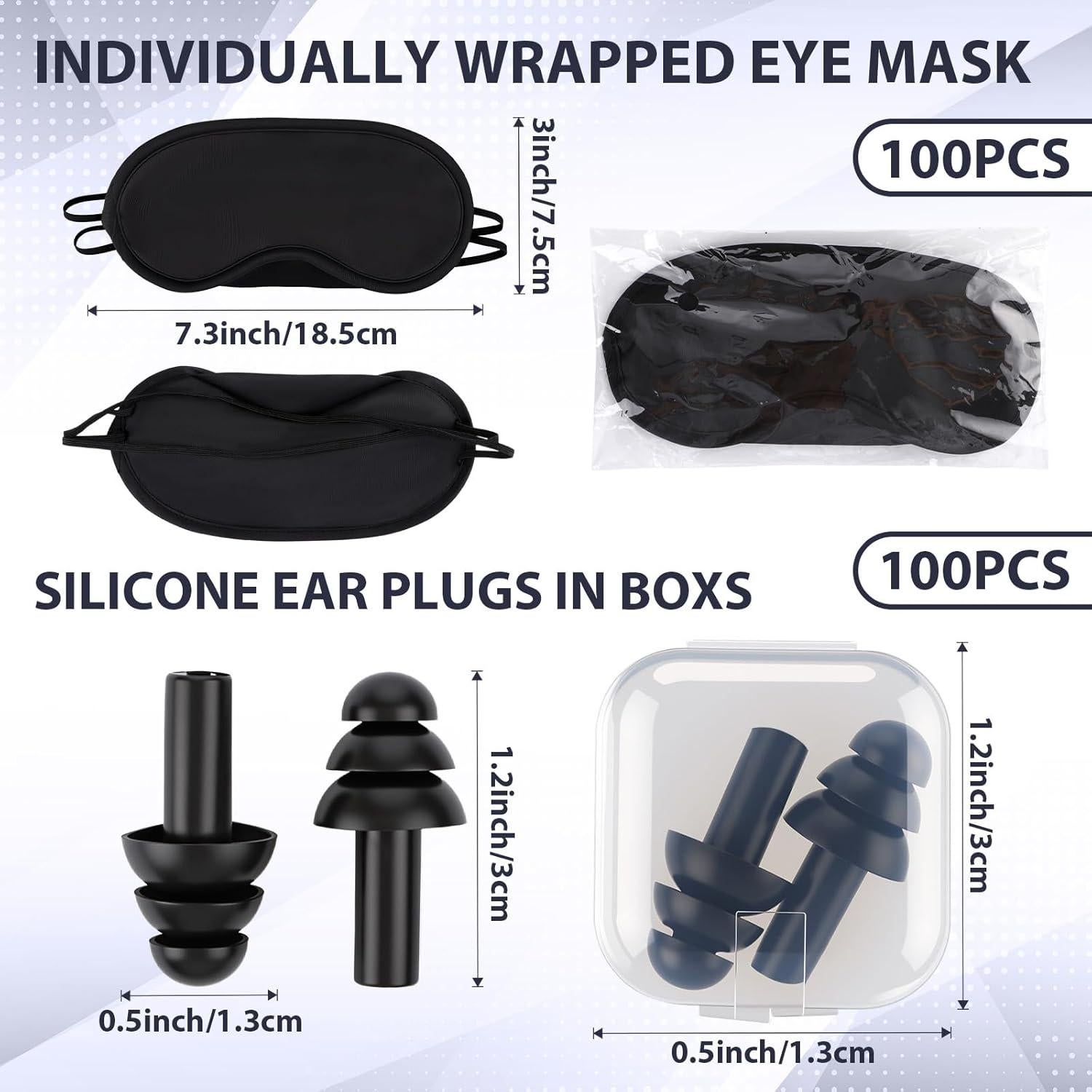 Conjunto 200 Piezas Máscaras Dormir y Tapones Silicona Chicingyou