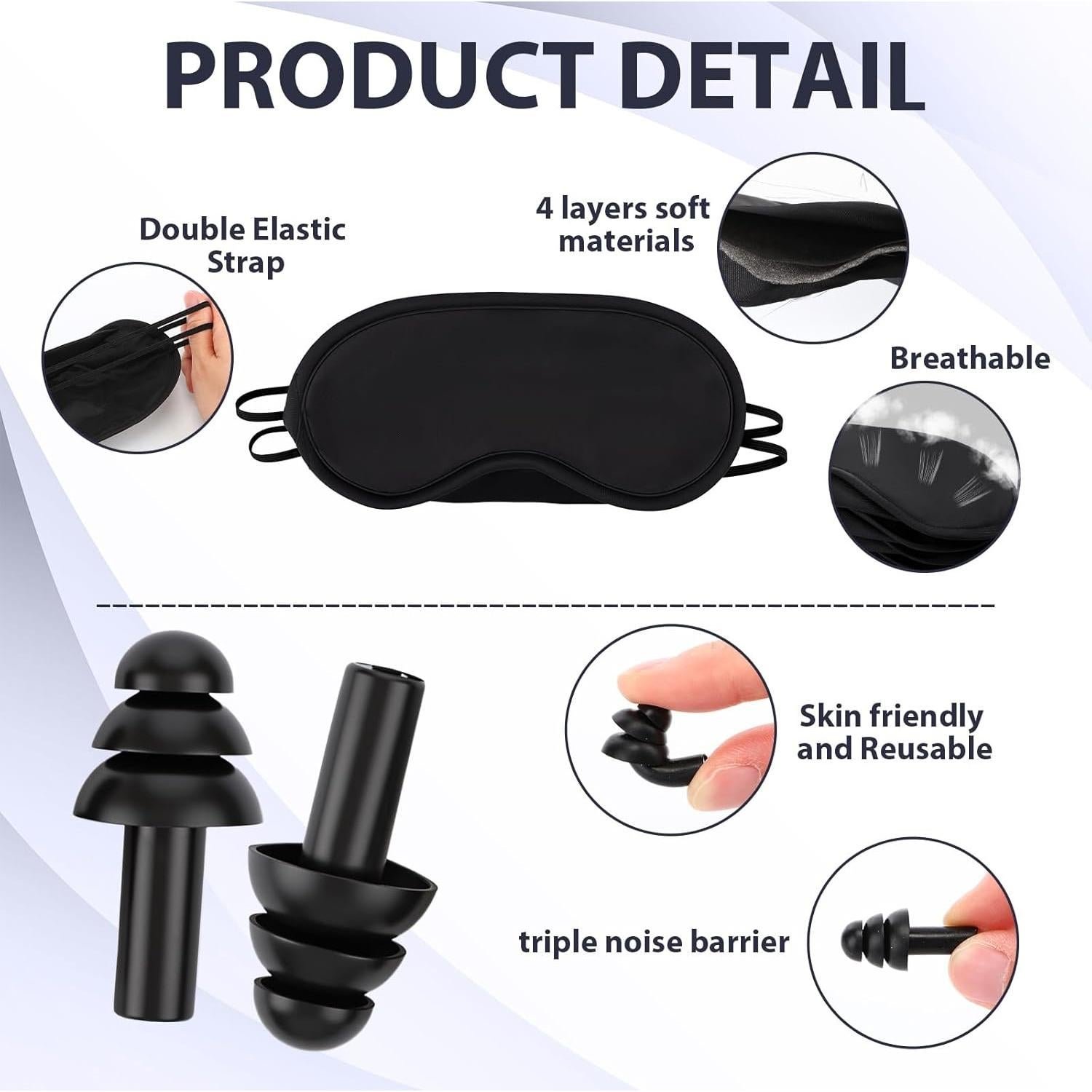 Conjunto 200 Piezas Máscaras Dormir y Tapones Silicona Chicingyou