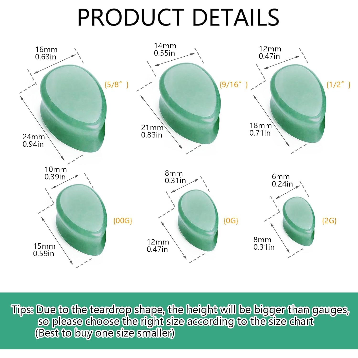 Set de 8 Tapones de Oído de Piedra Natural CABBE KALLO 6G-16G