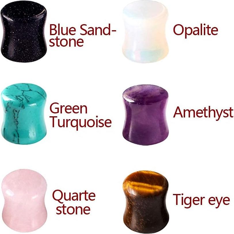 Tapones de Oído de Piedra Oyaface Multicolor 3MM-20MM 12 Piezas