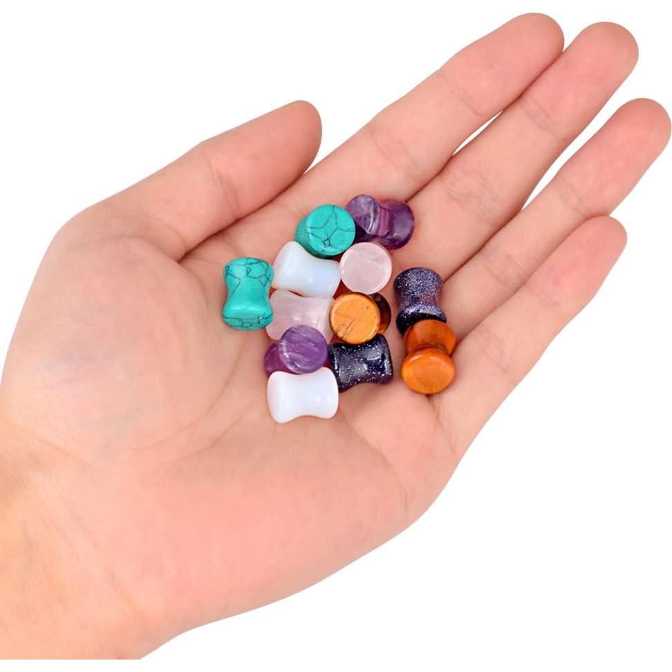 Tapones de Oído de Piedra Oyaface Multicolor 3MM-20MM 12 Piezas