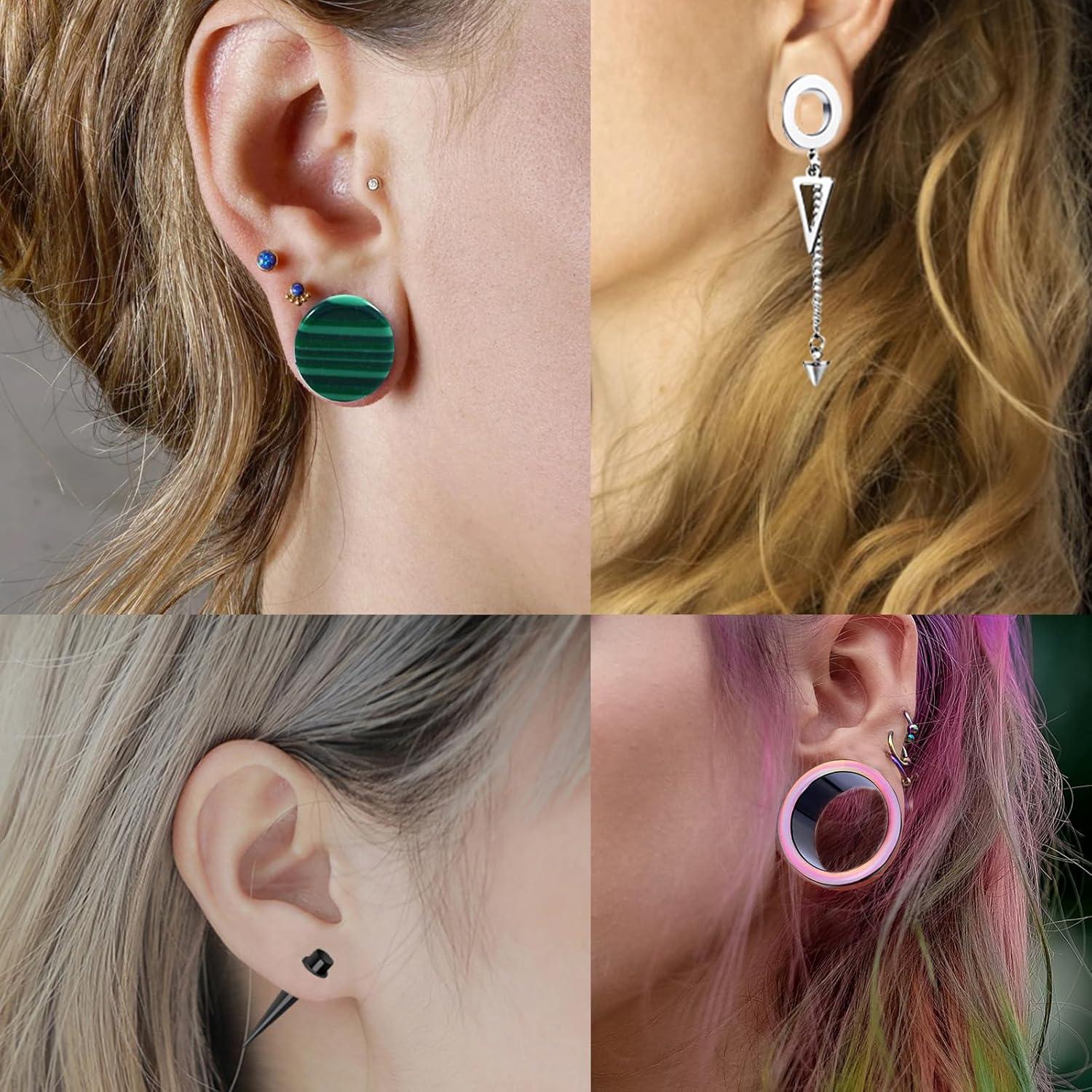 8 Pares Túneles de Oreja TIANCI FBYJS Silicona y Acero Inoxidable