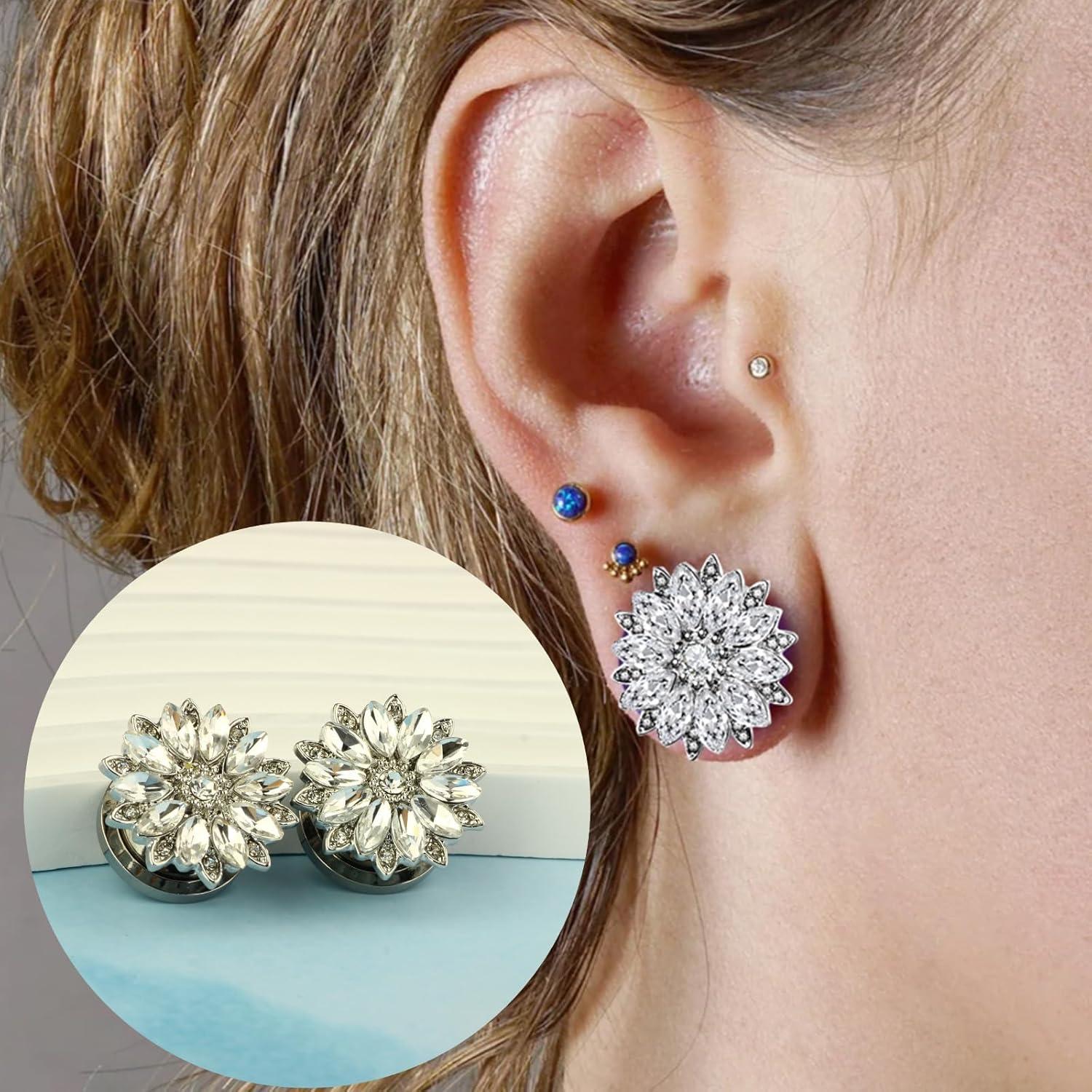 8 Pares Túneles de Oreja TIANCI FBYJS Silicona y Acero Inoxidable