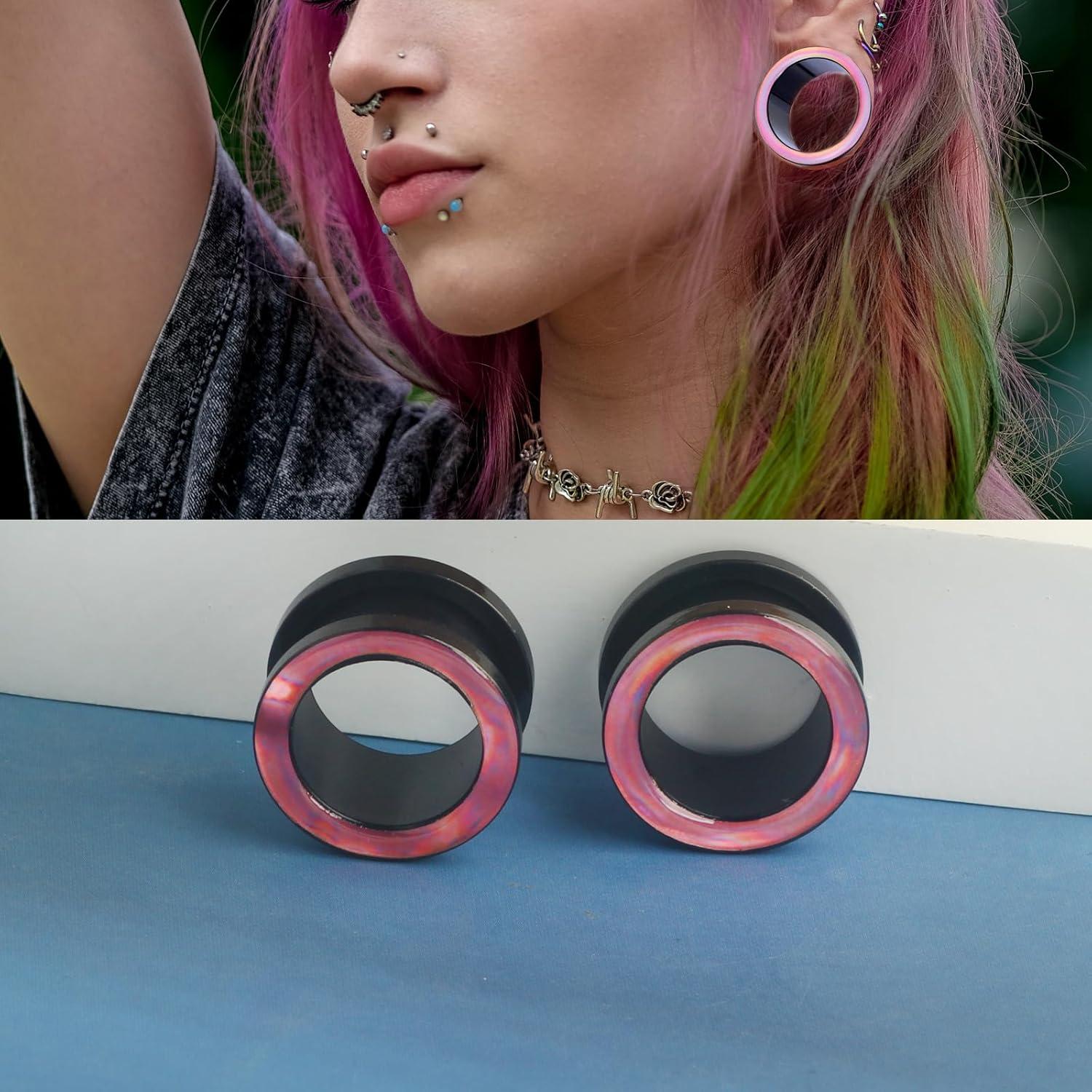 8 Pares Túneles de Oreja TIANCI FBYJS Silicona y Acero Inoxidable