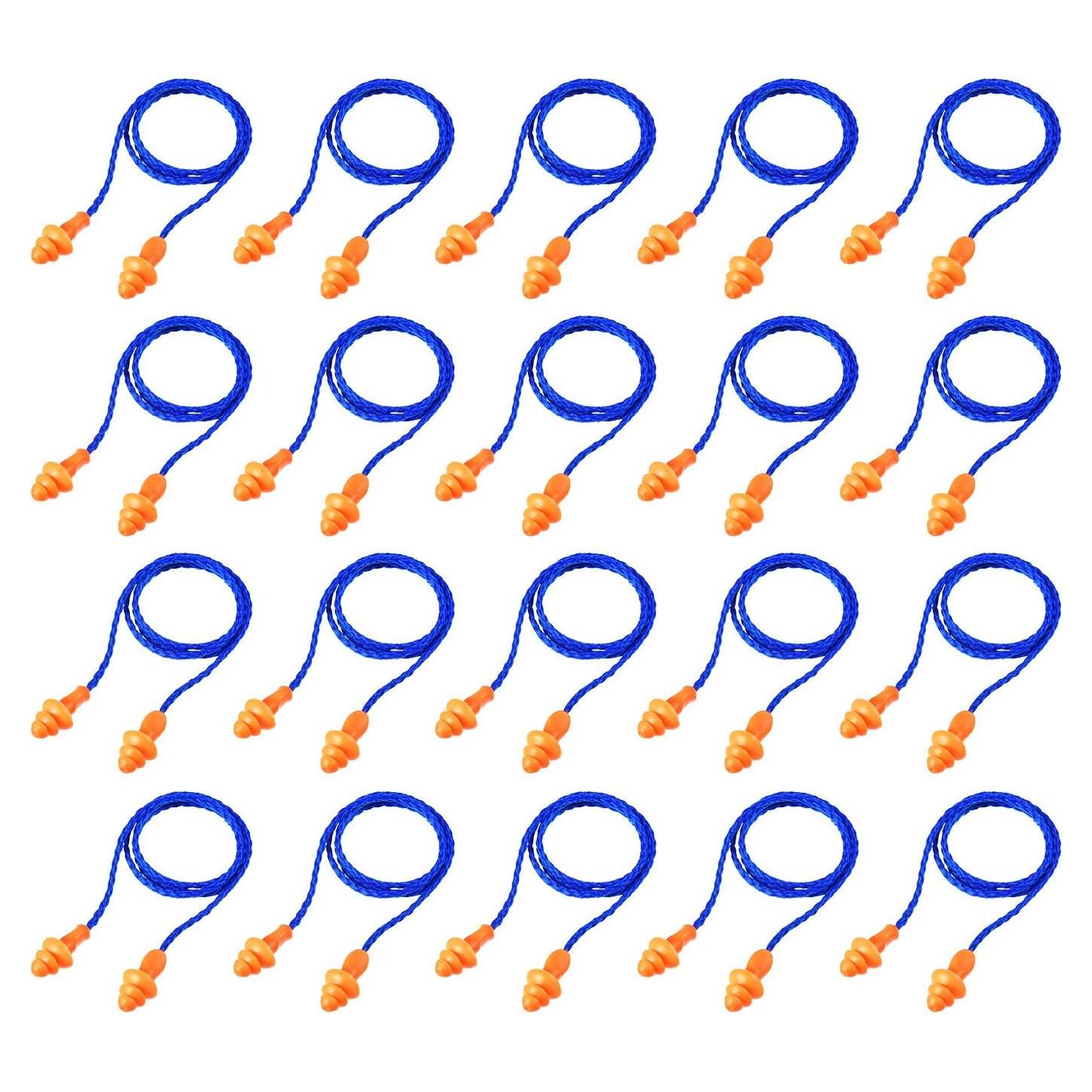 20 Pares de Tapones para Oídos Bememo de Silicona con Cuerda