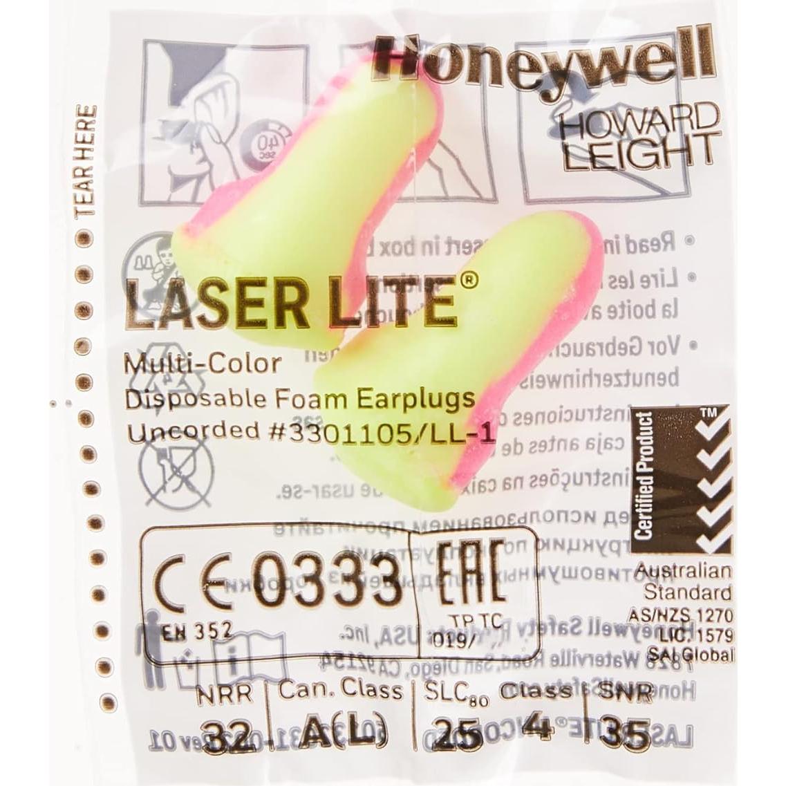 Tapones de Oído Desechables Howard Leight 200 Pares Rosa/Amarillo