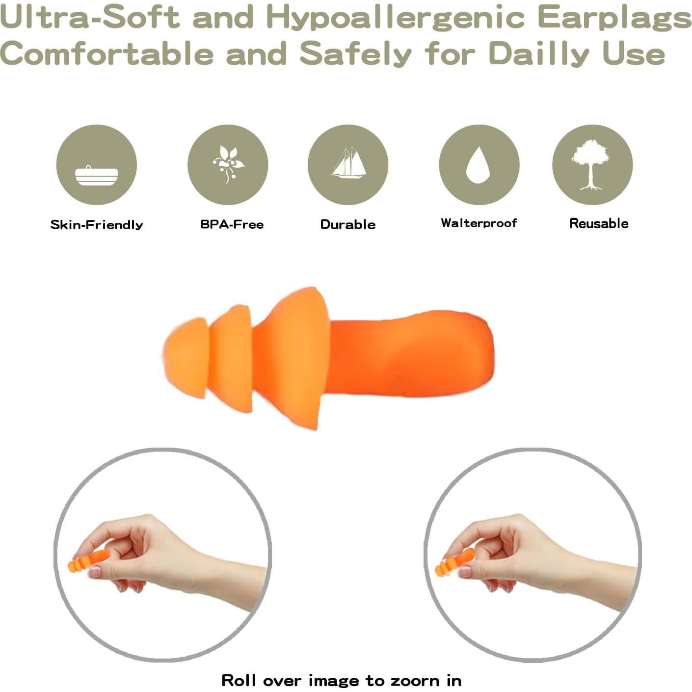 Tapones para Oídos Keliheyle - Silicona Suave, 10 Pares