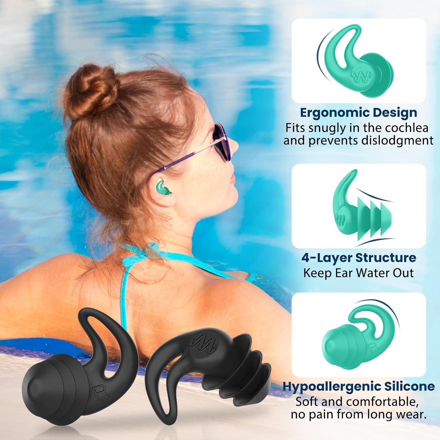 Tapones de Oído Impermeables HIGAHY - 4 Pares Silicona Reutilizables